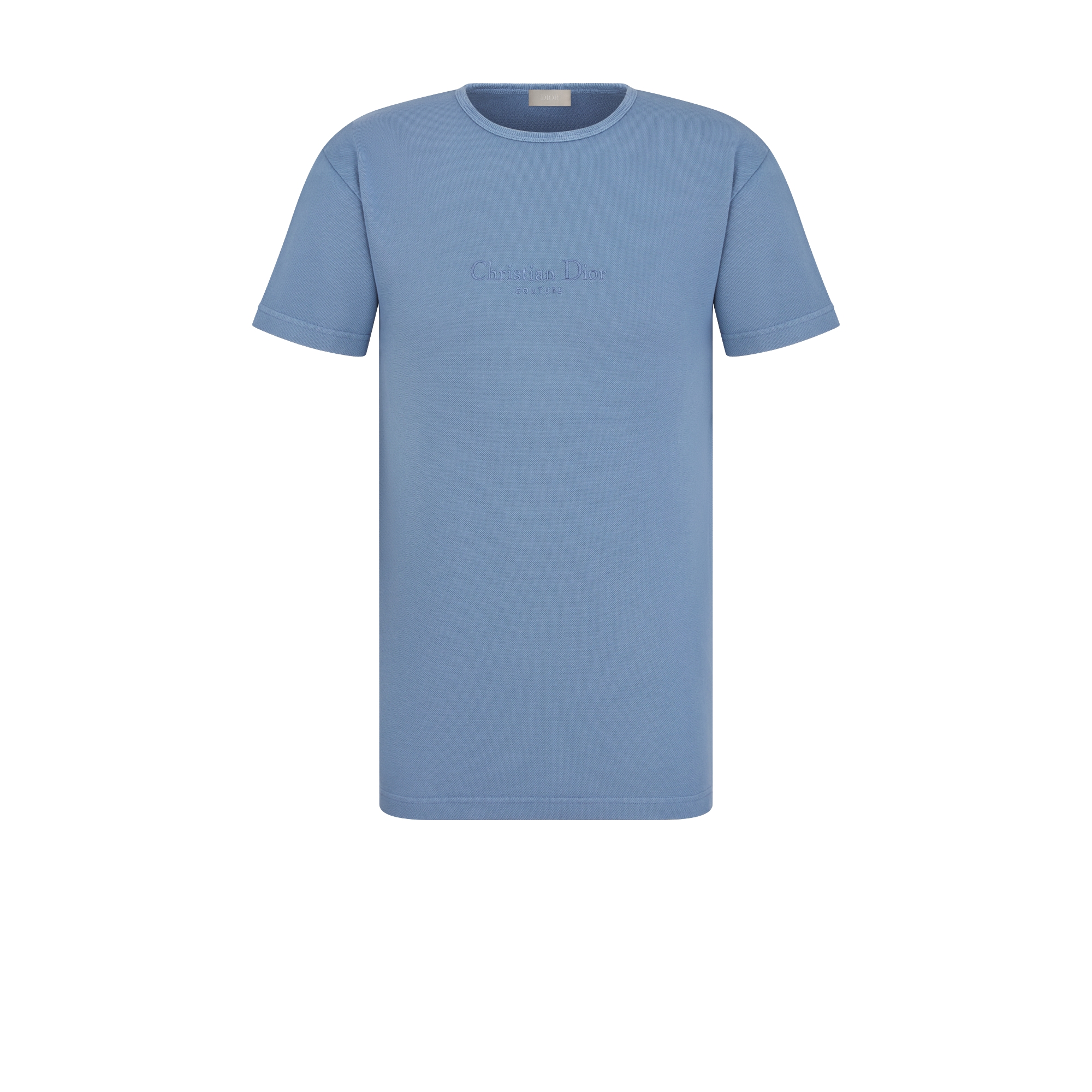 Christian Dior Couture T-Shirt, Regular Fit Blue Cotton Piqué | DIOR