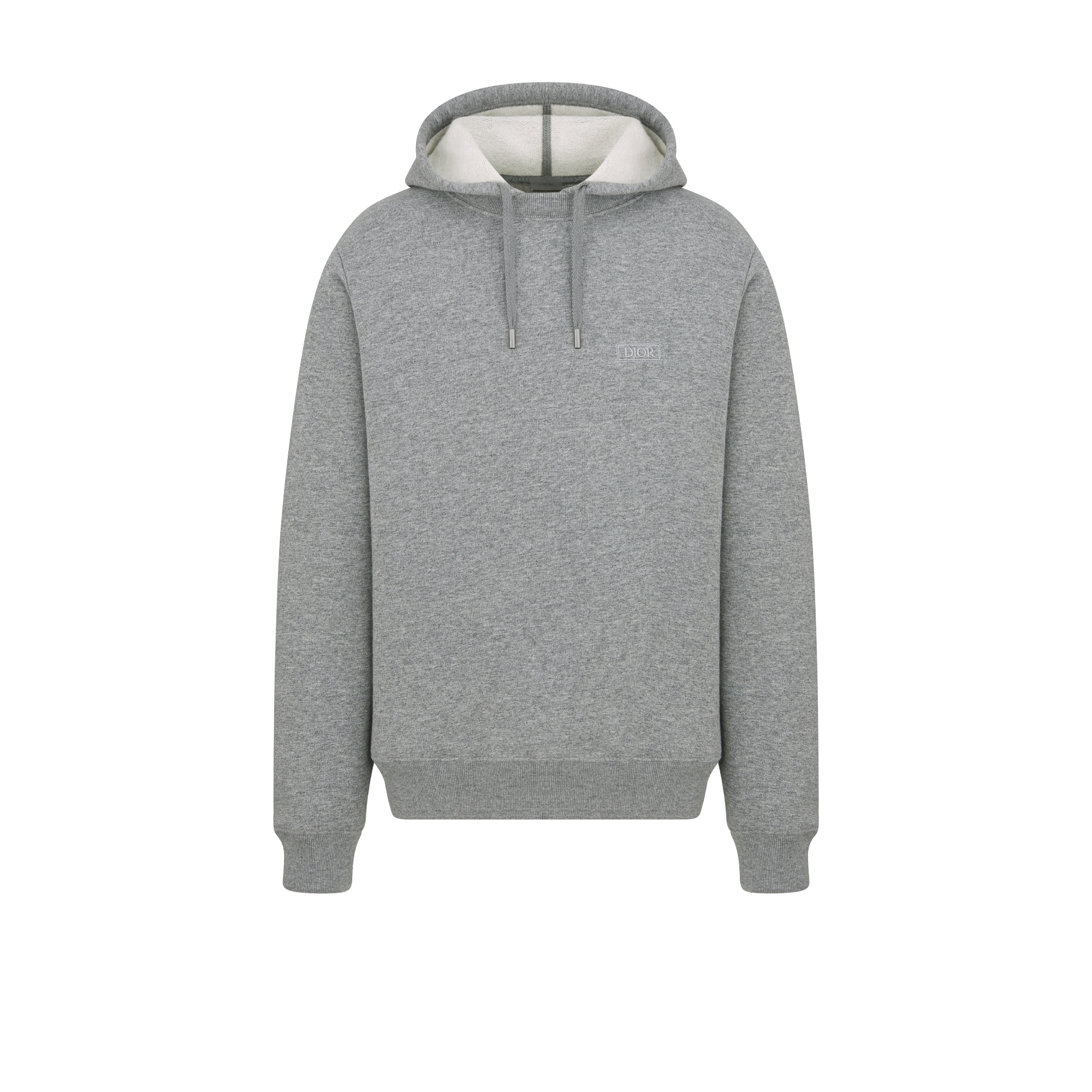 Dior Icons Hooded Sweatshirt Gray Heathered Cashmere- and Cotton-Blend Fleece E01
