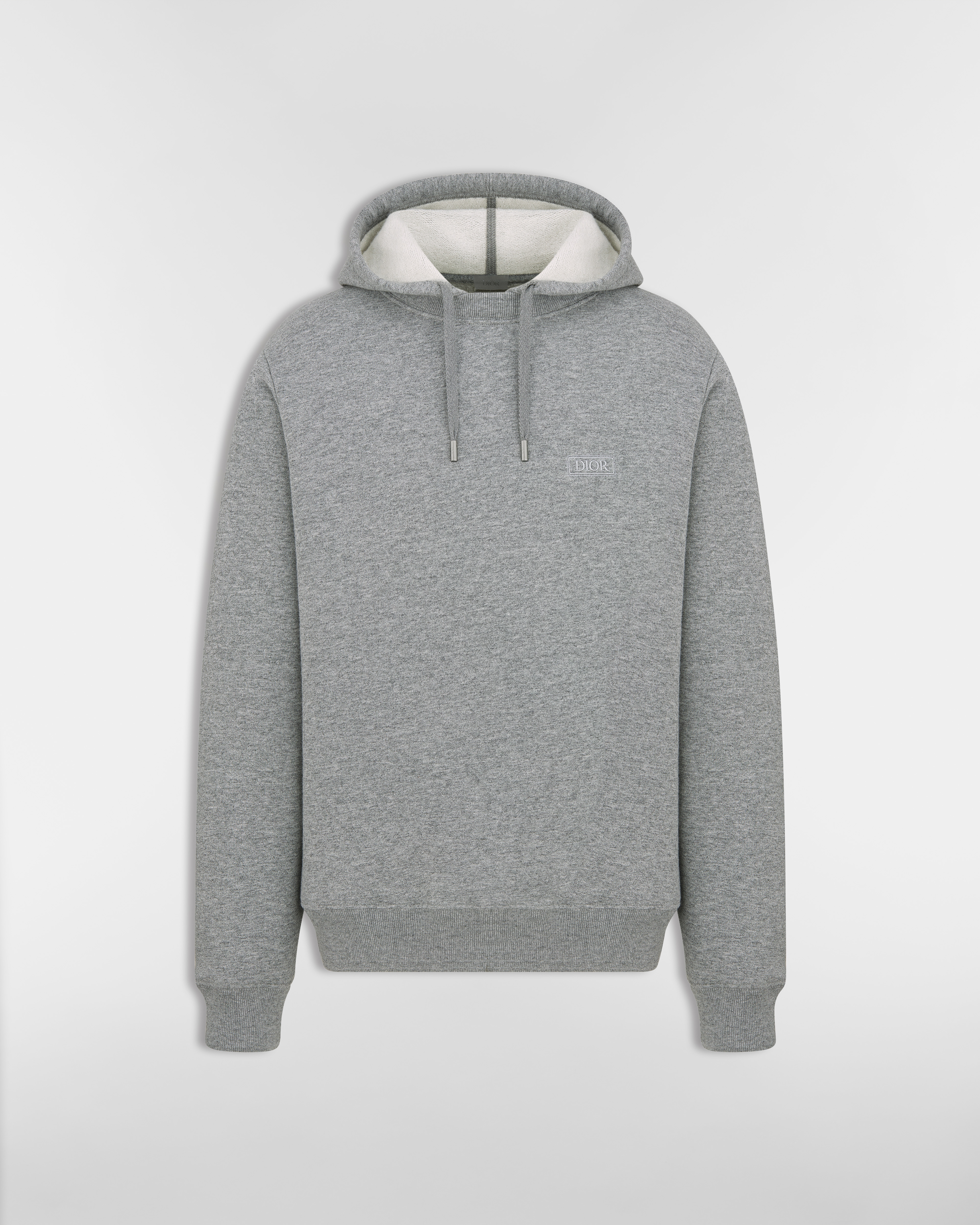 Dior Icons Hooded Sweatshirt Gray Heathered Cashmere- and Cotton-Blend Fleece E01