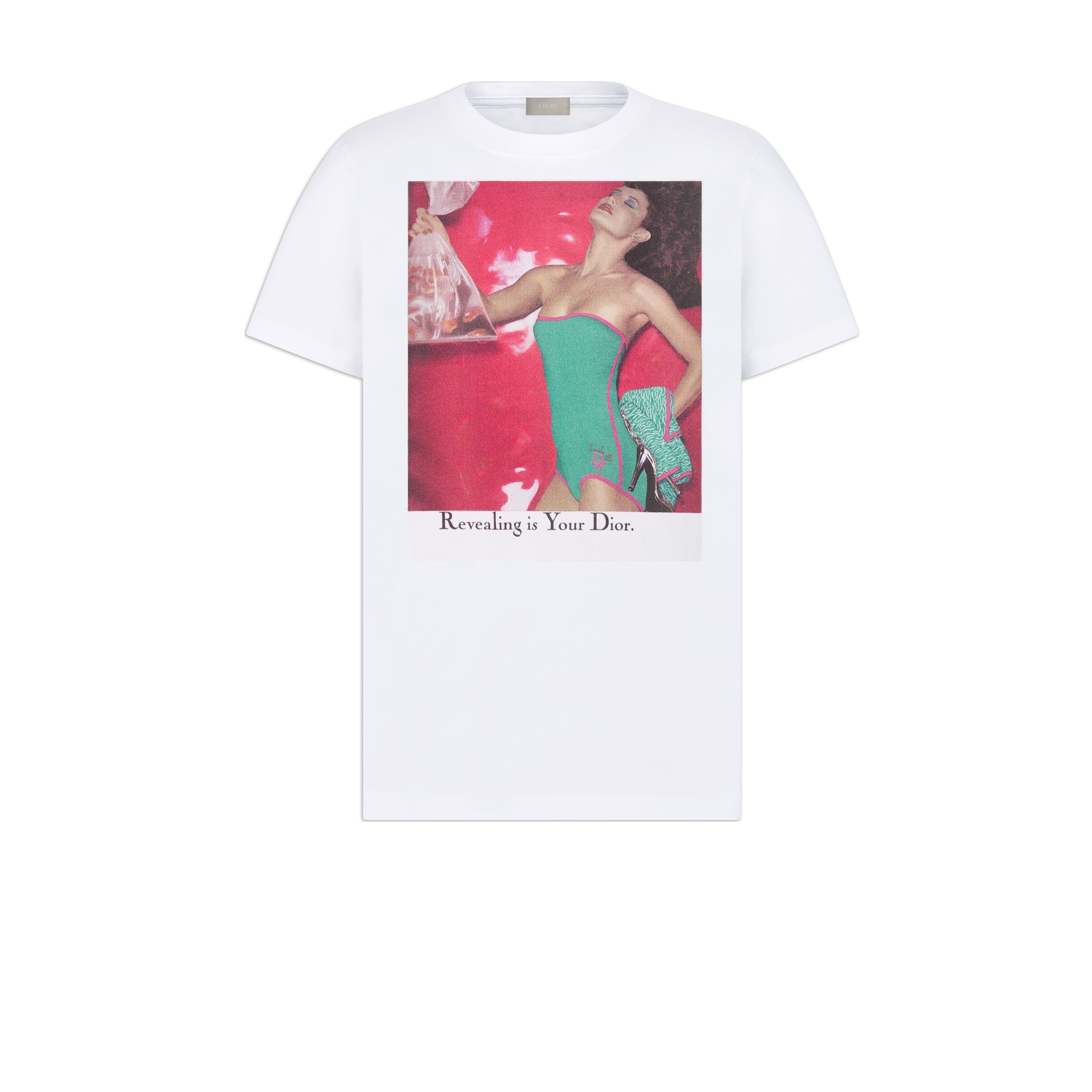HOUSE OF DIOR BEVERLY HILLS Dior Heritage Printed T-Shirt, Regular Fit White Cotton Jersey E01