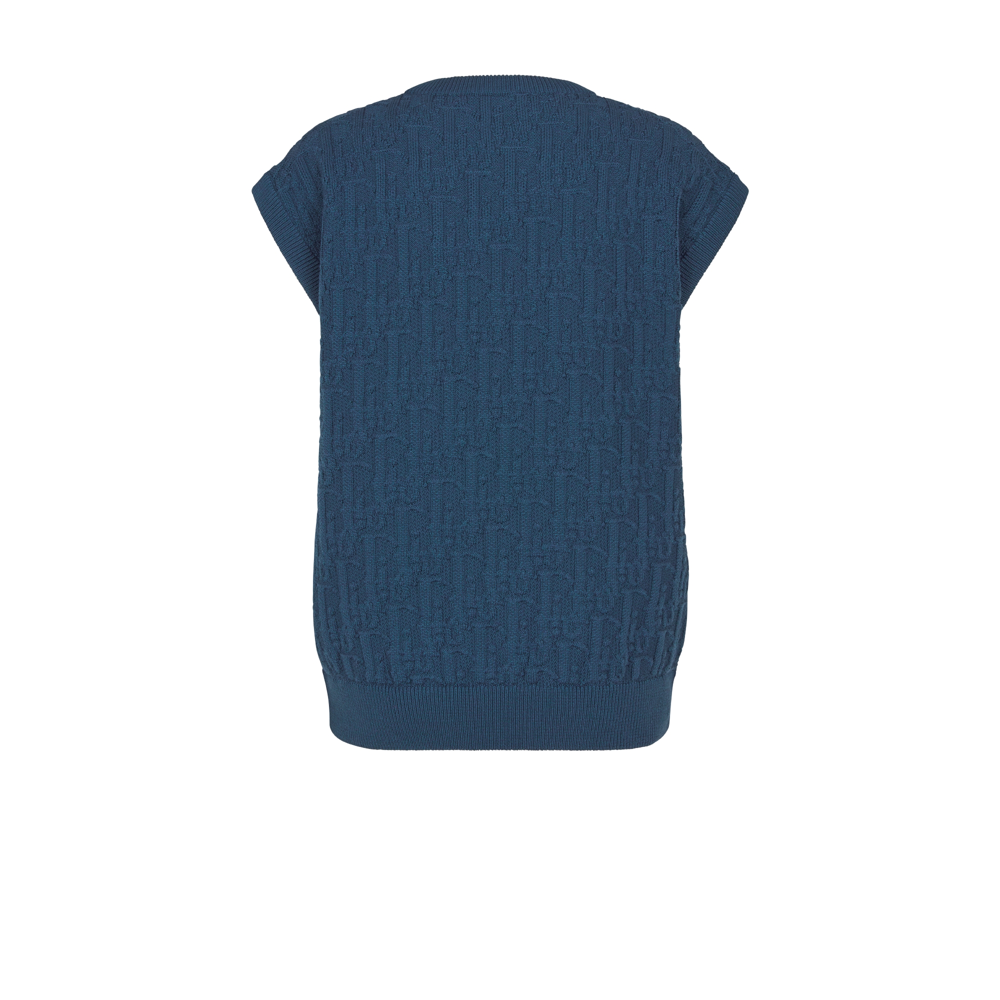 Chaleco de punto Dior Oblique Jacquard de mezcla de algodón azul E08
