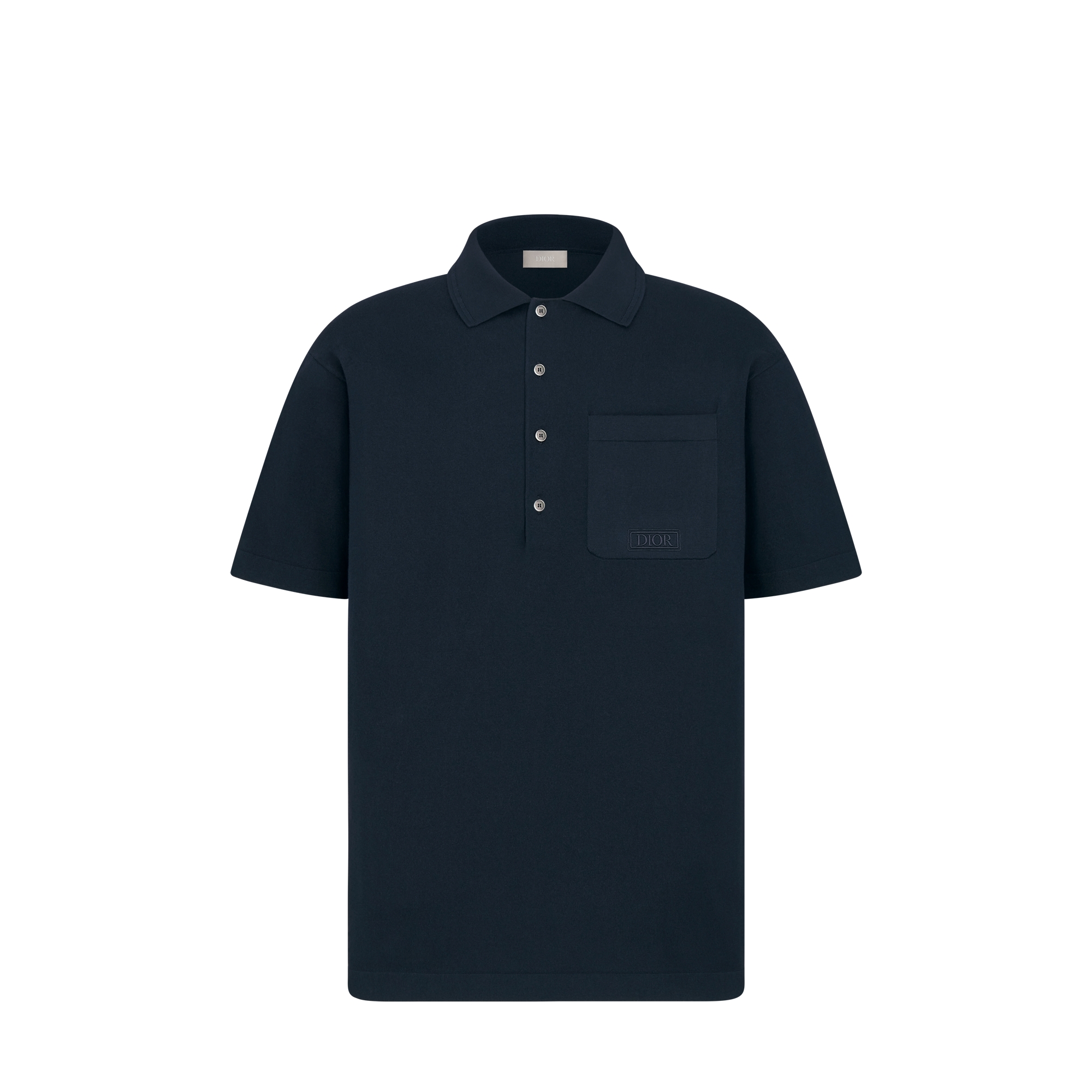 Dior Icons Polo Shirt Navy Blue Cotton and Silk Jersey E01