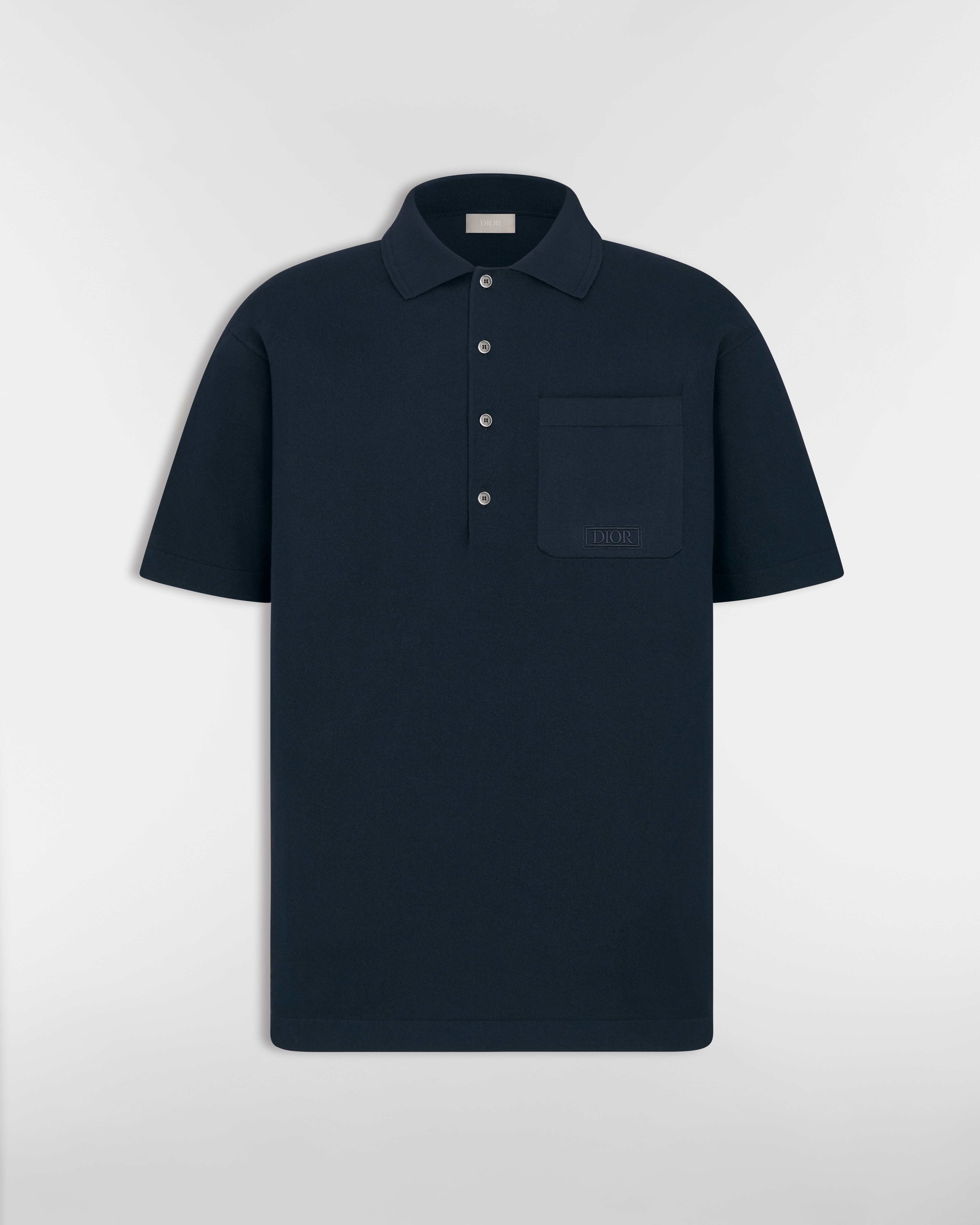 Dior Icons Polo Shirt Navy Blue Cotton and Silk Jersey E01