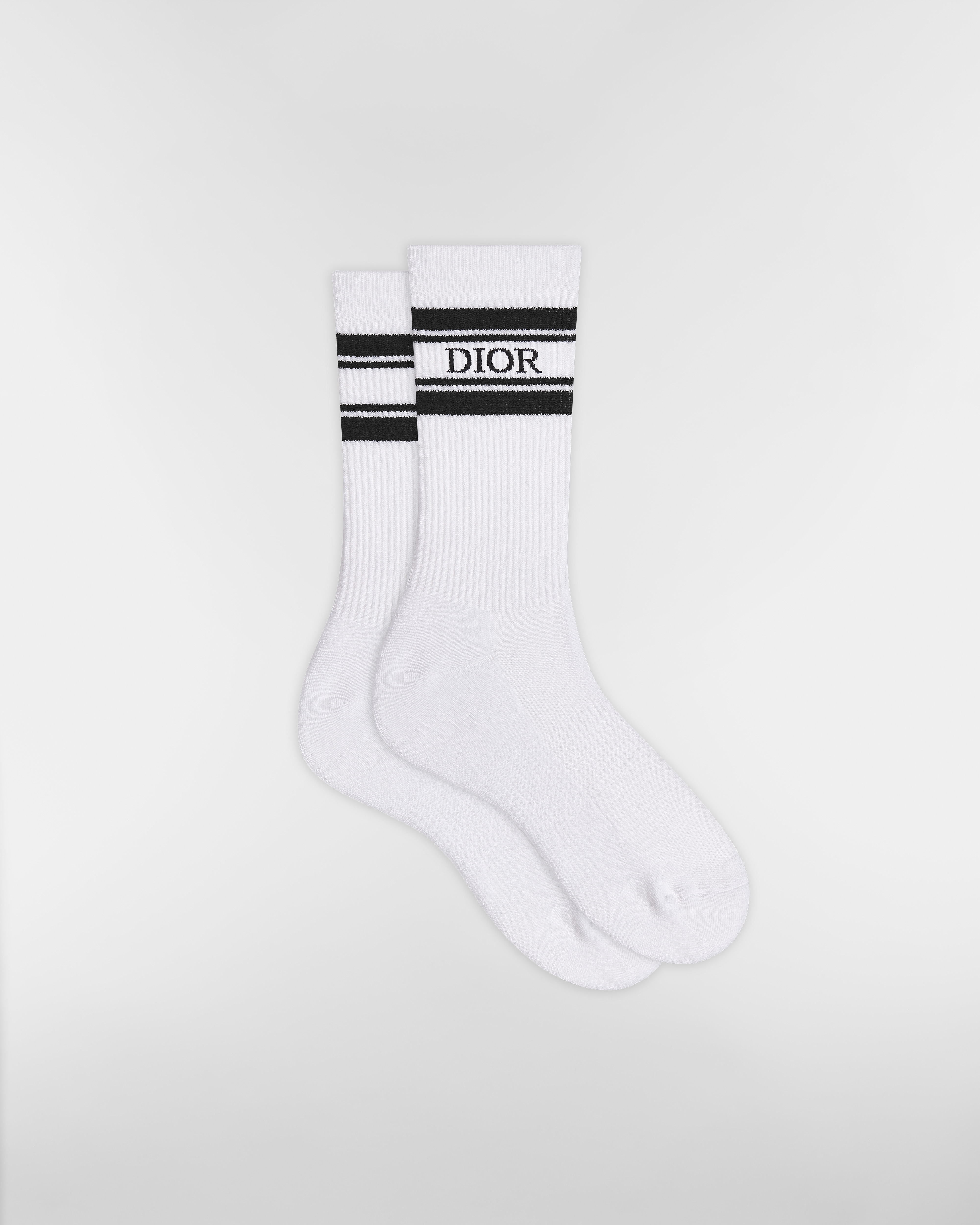 Dior Socks White Cotton Blend E01