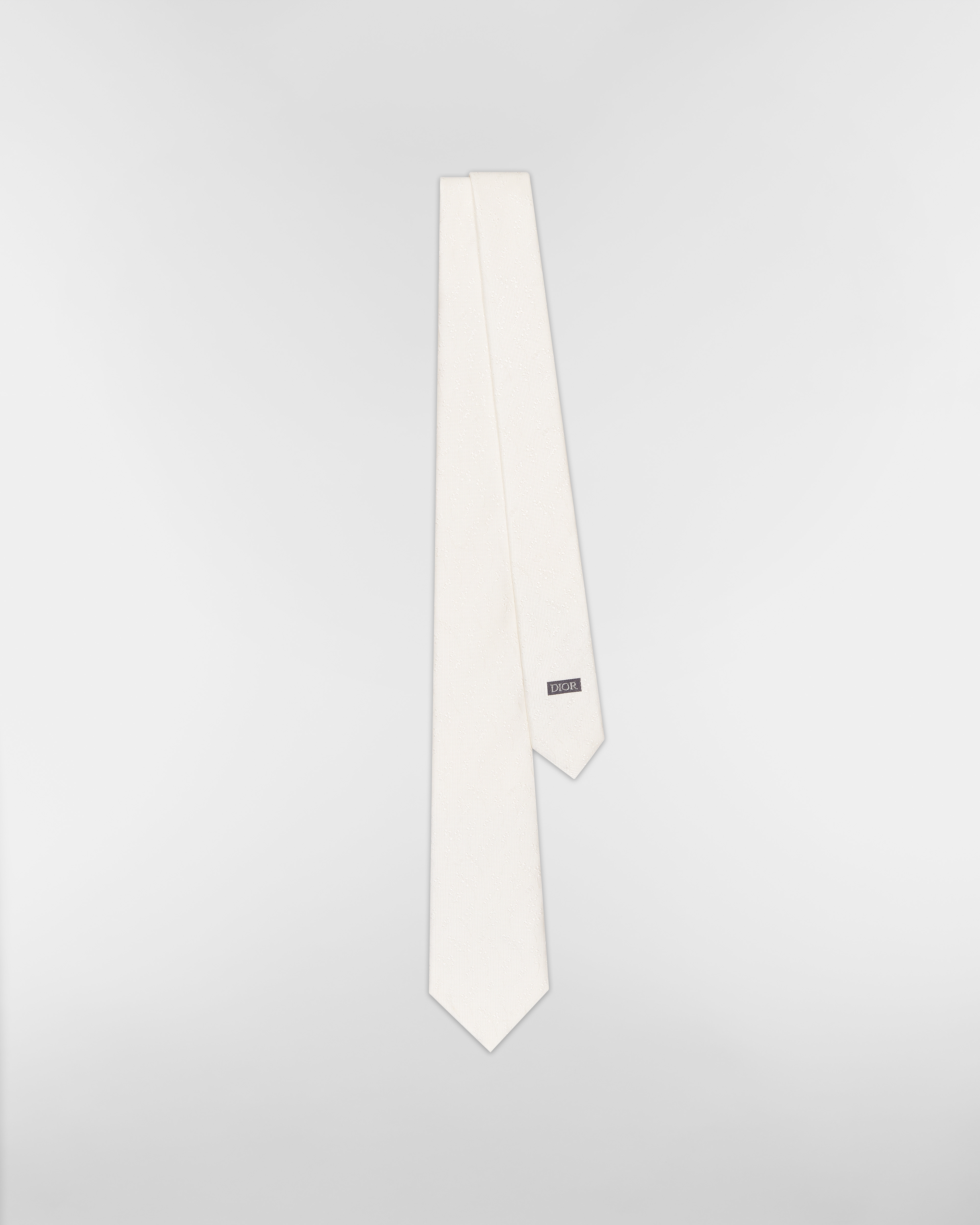 Cravate CD Icon Muguet Soie blanc cassé E01