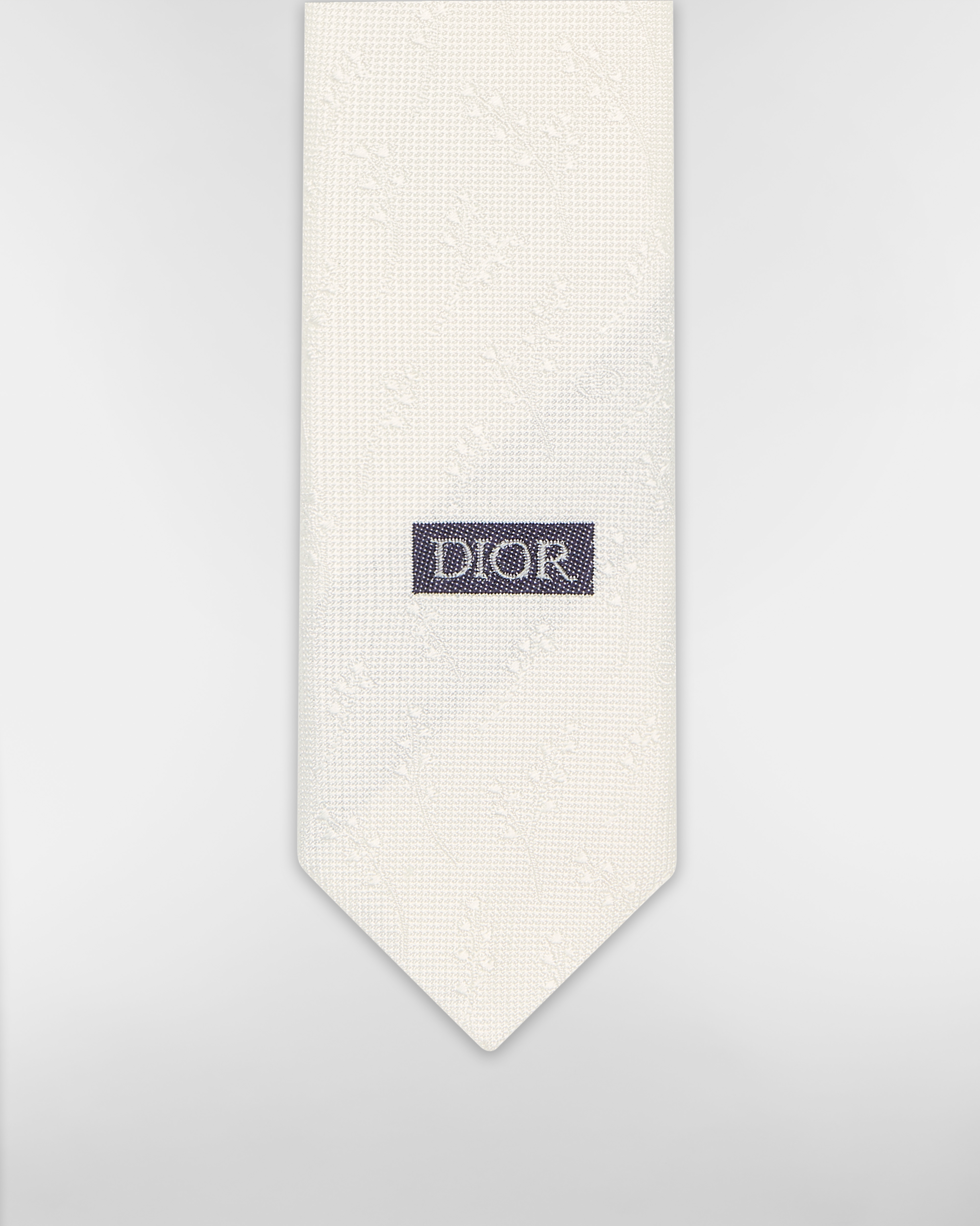 CD Icon Lily of the Valley Tie Off-White Silk E09