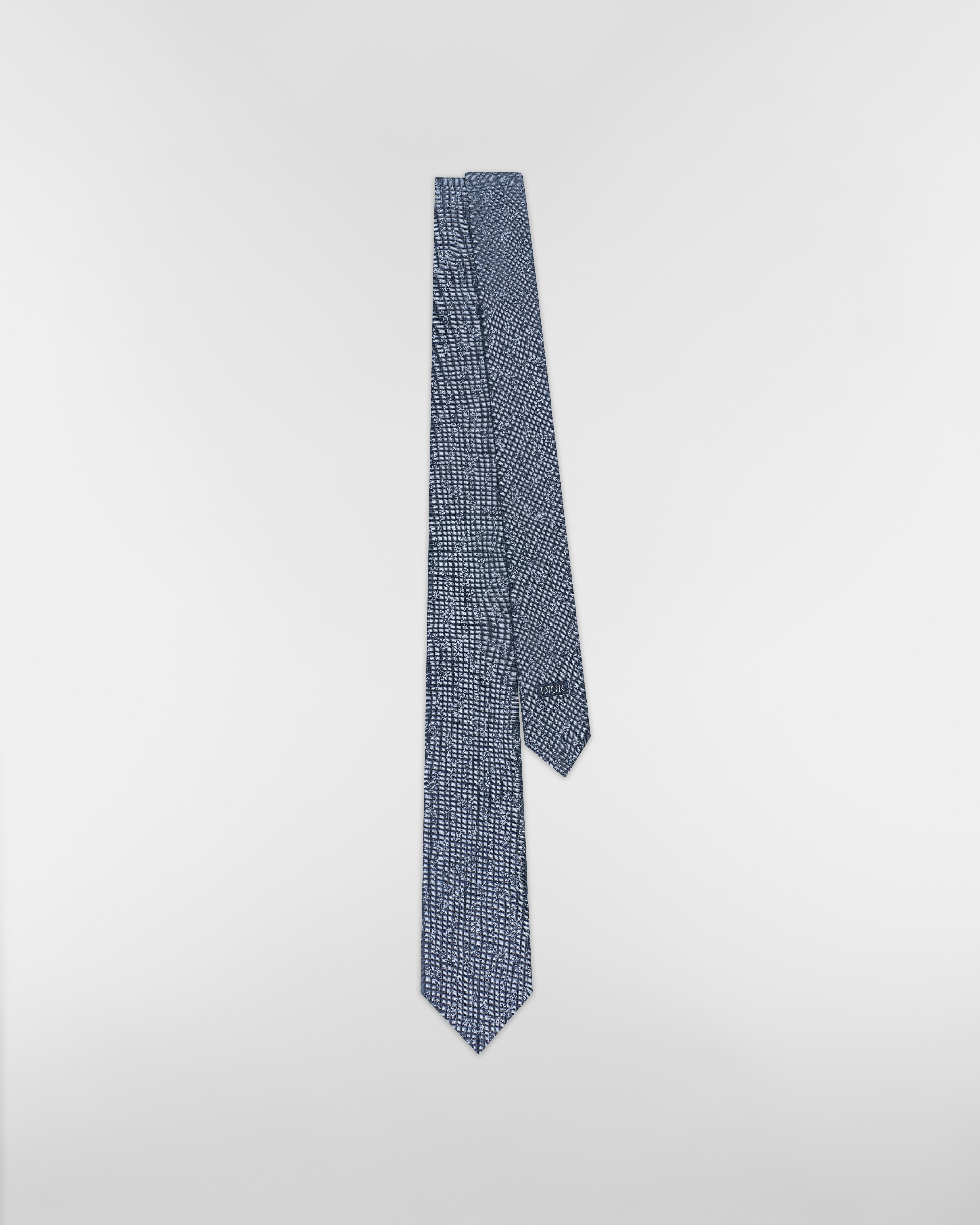 CD Icon Krawatte mit Maiglöckchen Seide in sattem Grau E01