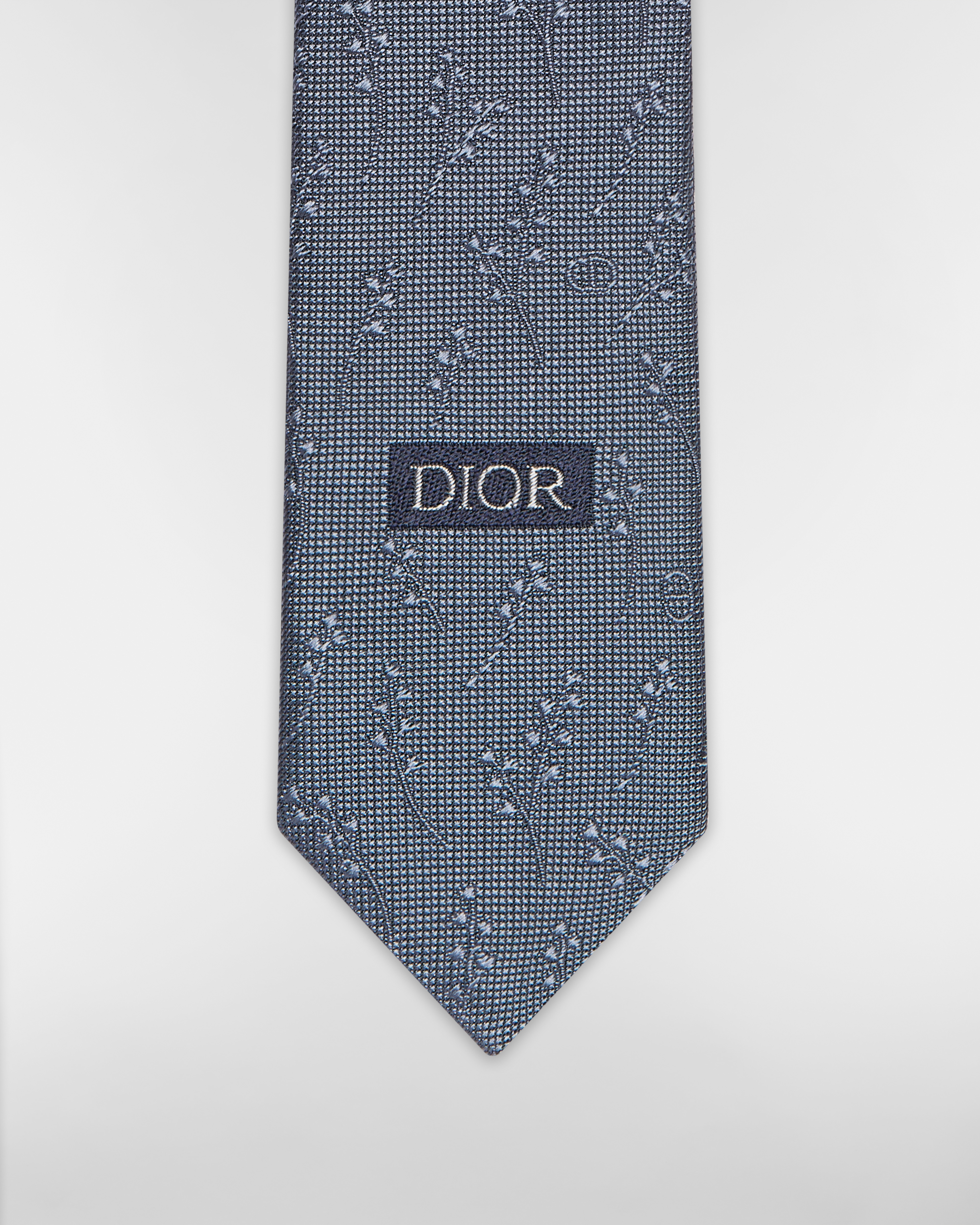 CD Icon Lily of the Valley Tie Deep Gray Silk E09