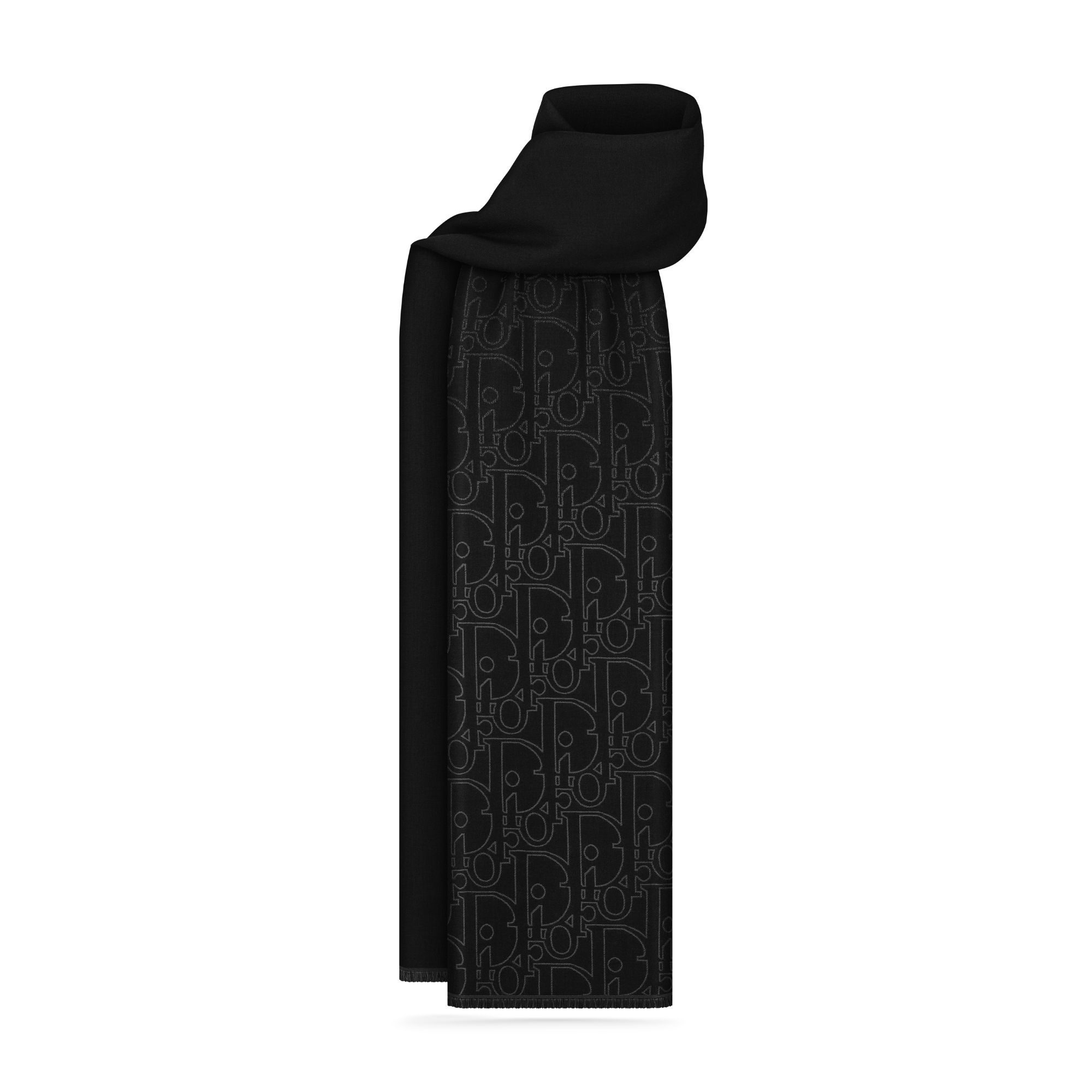 Gradient Dior Gravity Scarf Black and Gray Wool and Silk E01