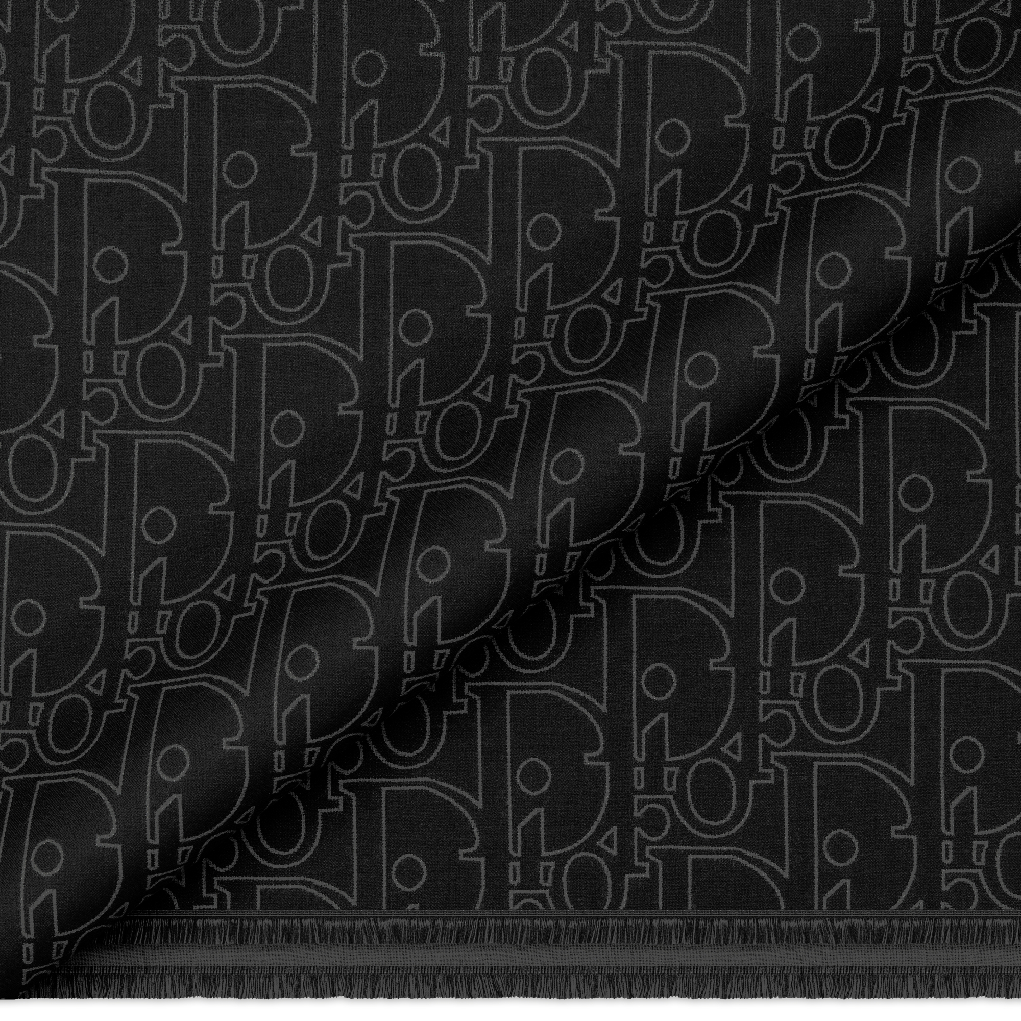 Gradient Dior Gravity Scarf Black and Gray Wool and Silk E09