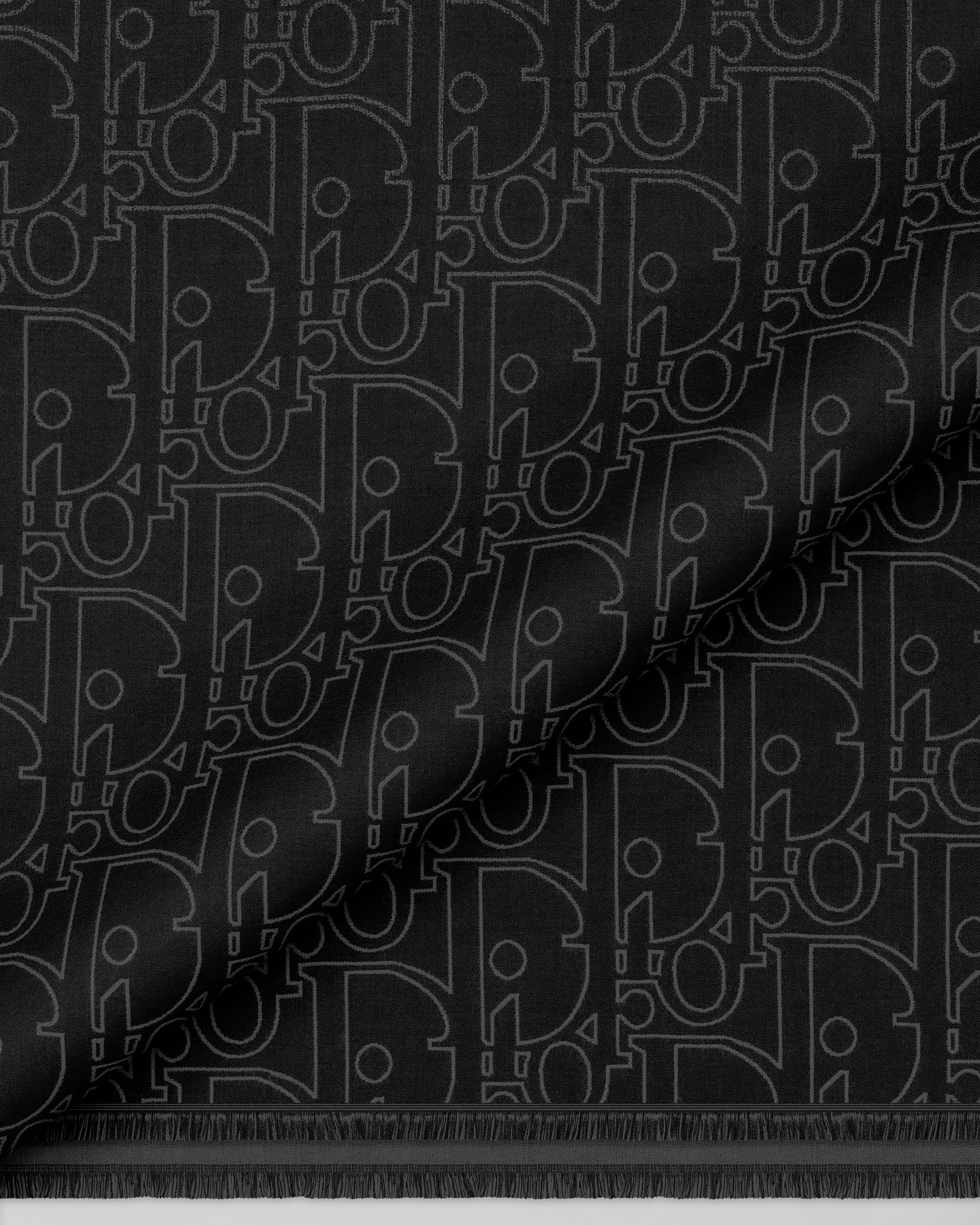 Gradient Dior Gravity Scarf Black and Gray Wool and Silk E09