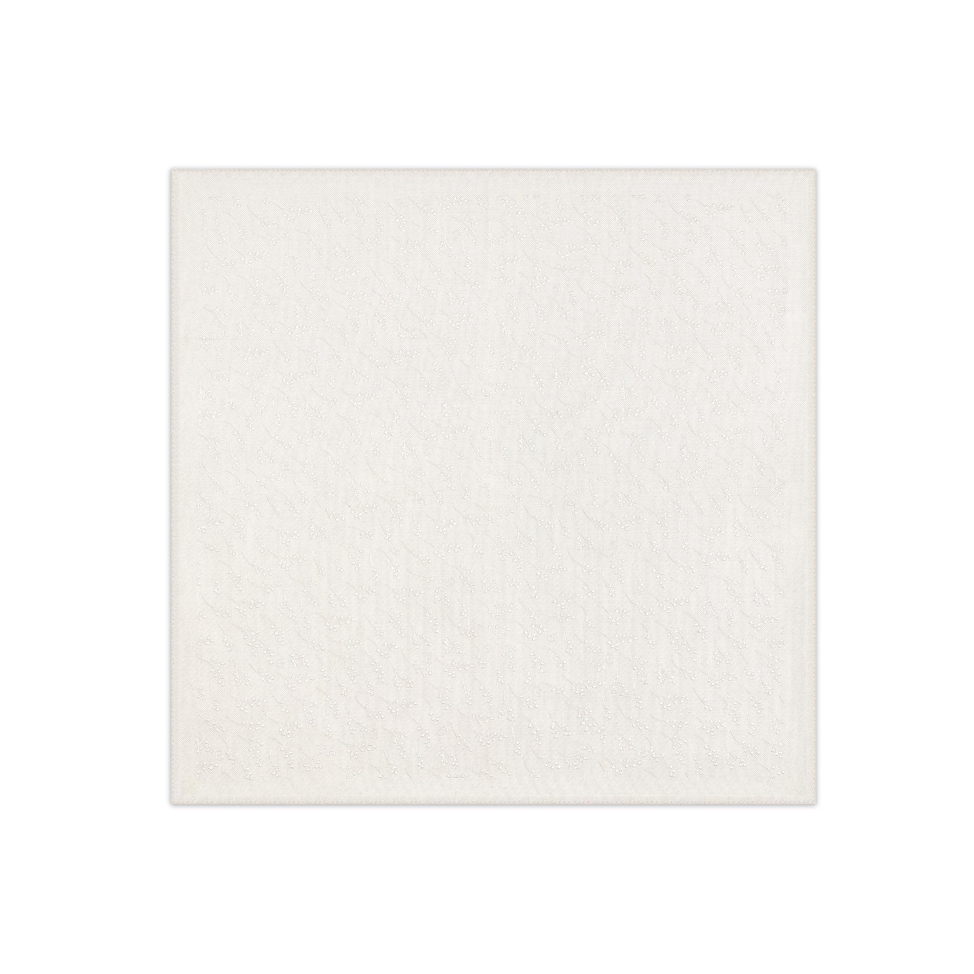 CD Icon Lily of the Valley Pocket Square Off-White Silk E01