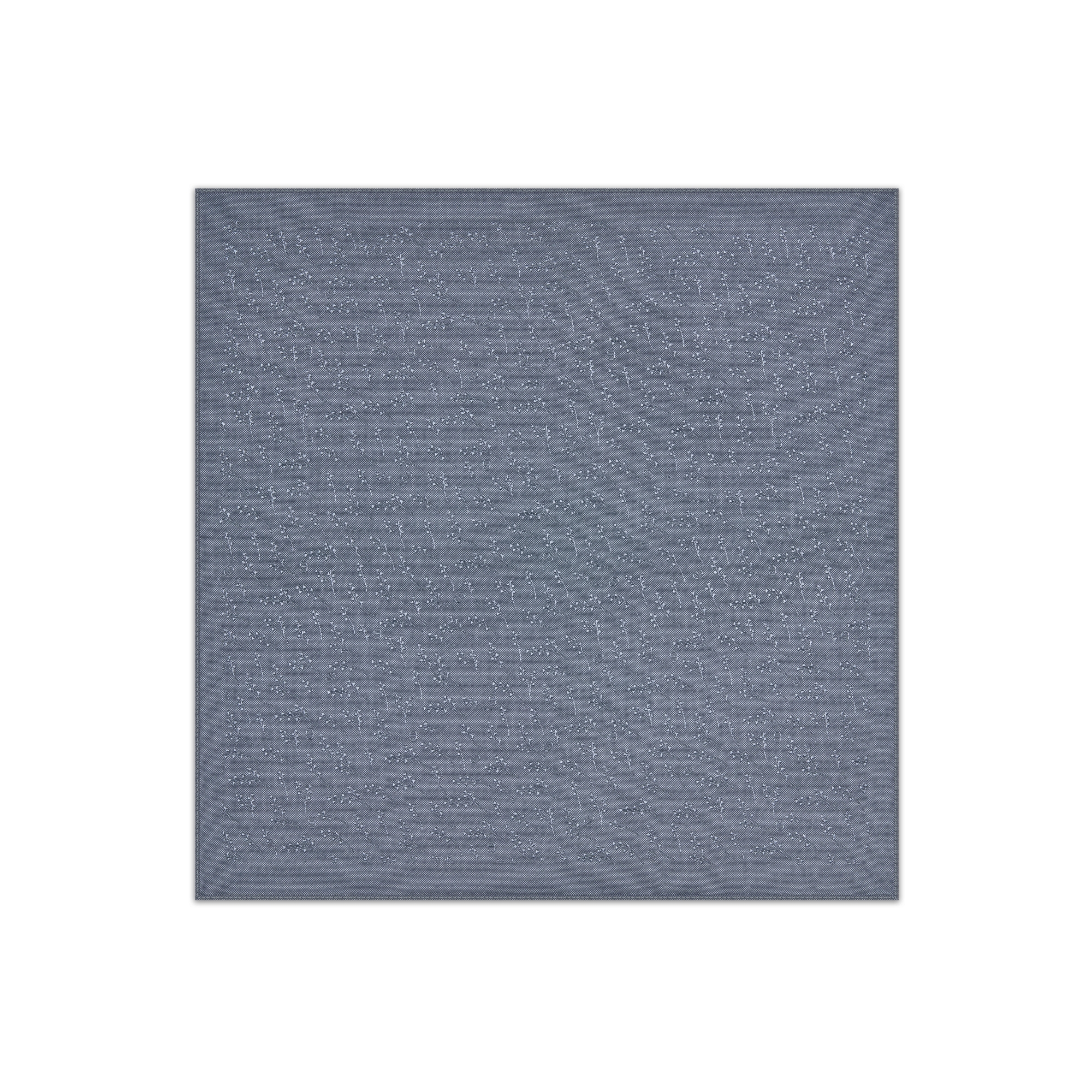 CD Icon Lily of the Valley Pocket Square Deep Gray Silk E01