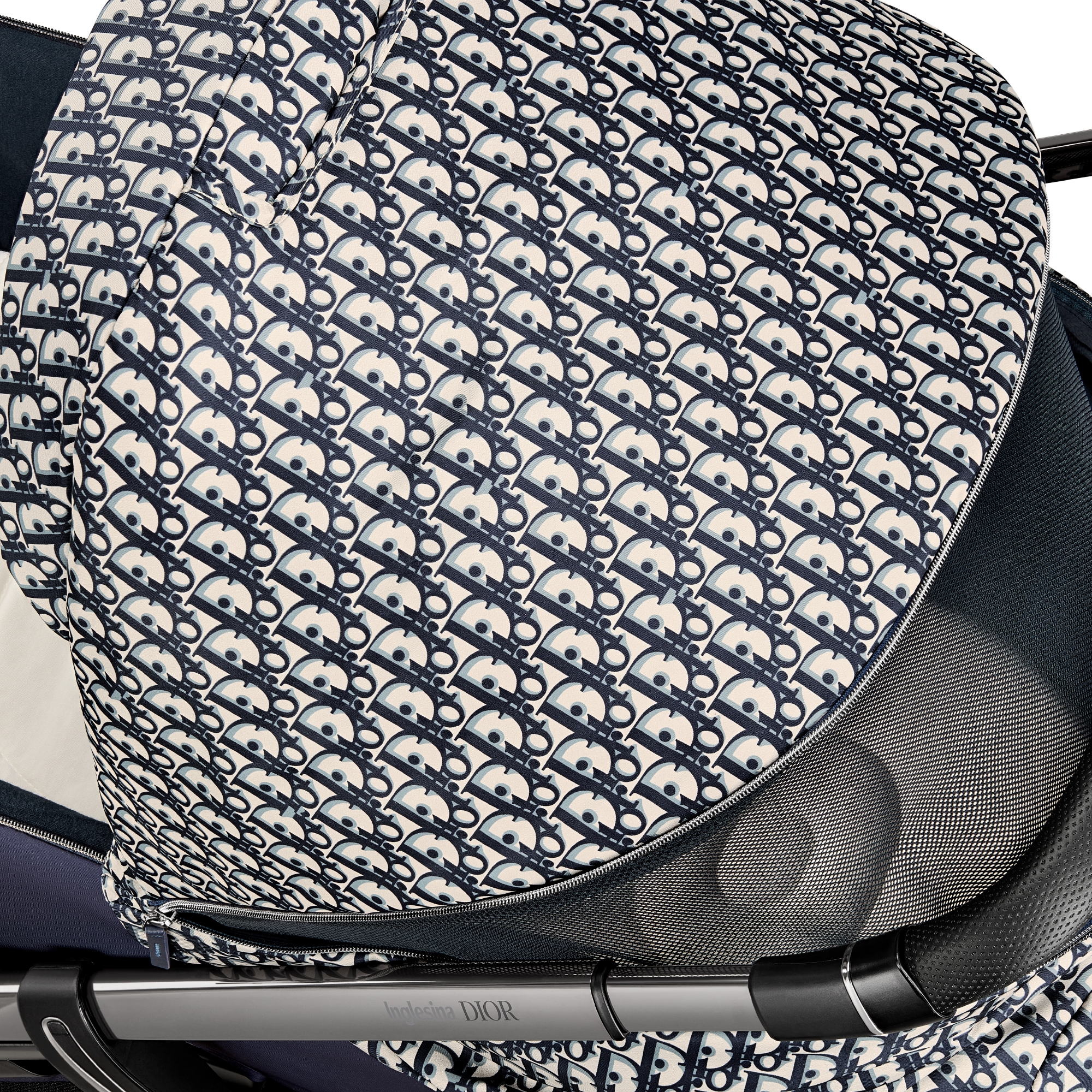 Combo reiswieg en wandelwagen Waterafstotende stof met blauwe en beige Dior Oblique-print E08