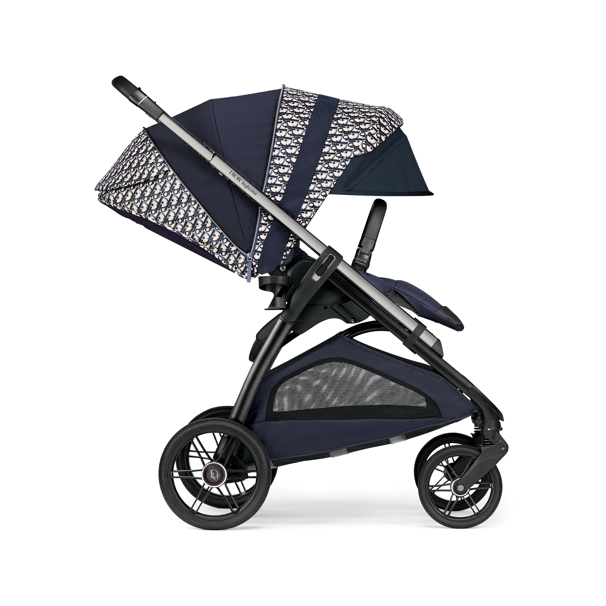 Combo reiswieg en wandelwagen Waterafstotende stof met blauwe en beige Dior Oblique-print E12