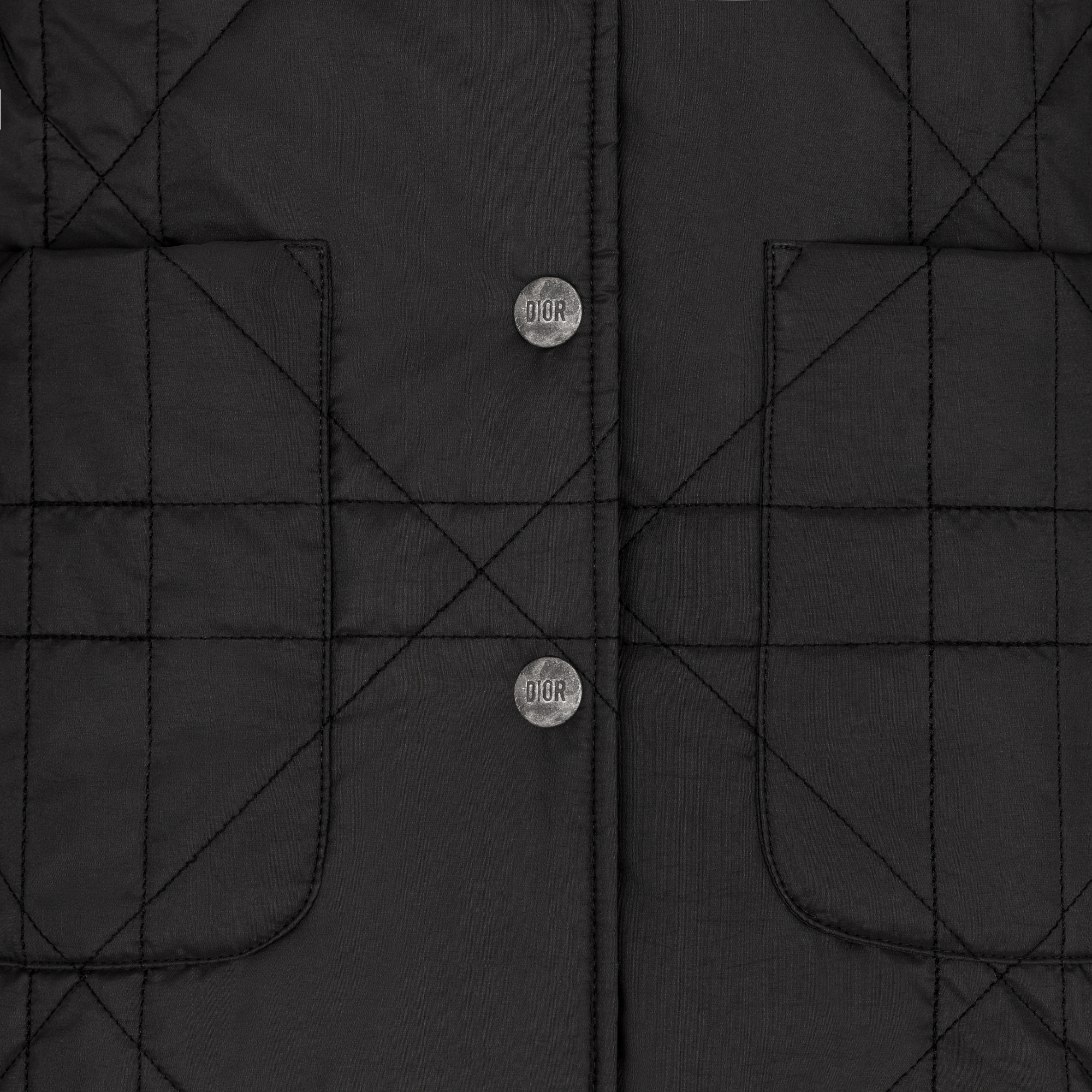 Kids' Coat Black Quilted Macrocannage Technical Fabric E09