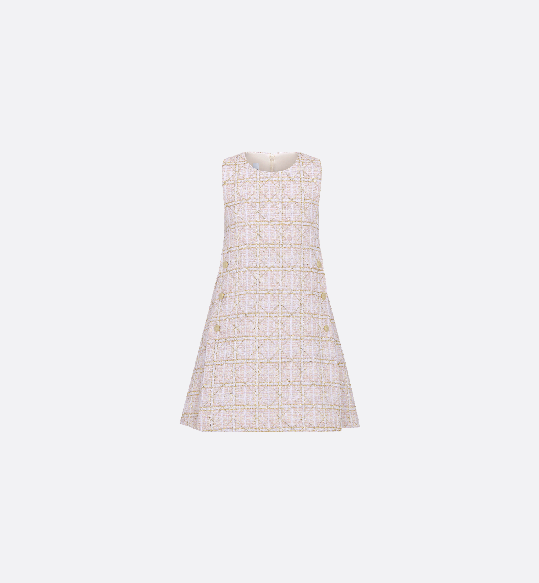 Kids' A-Line Dress Pale Pink Tweed with Gold-Tone Cannage Kids' A-Line Dress Pale Pink Tweed with Gold-Tone Cannage