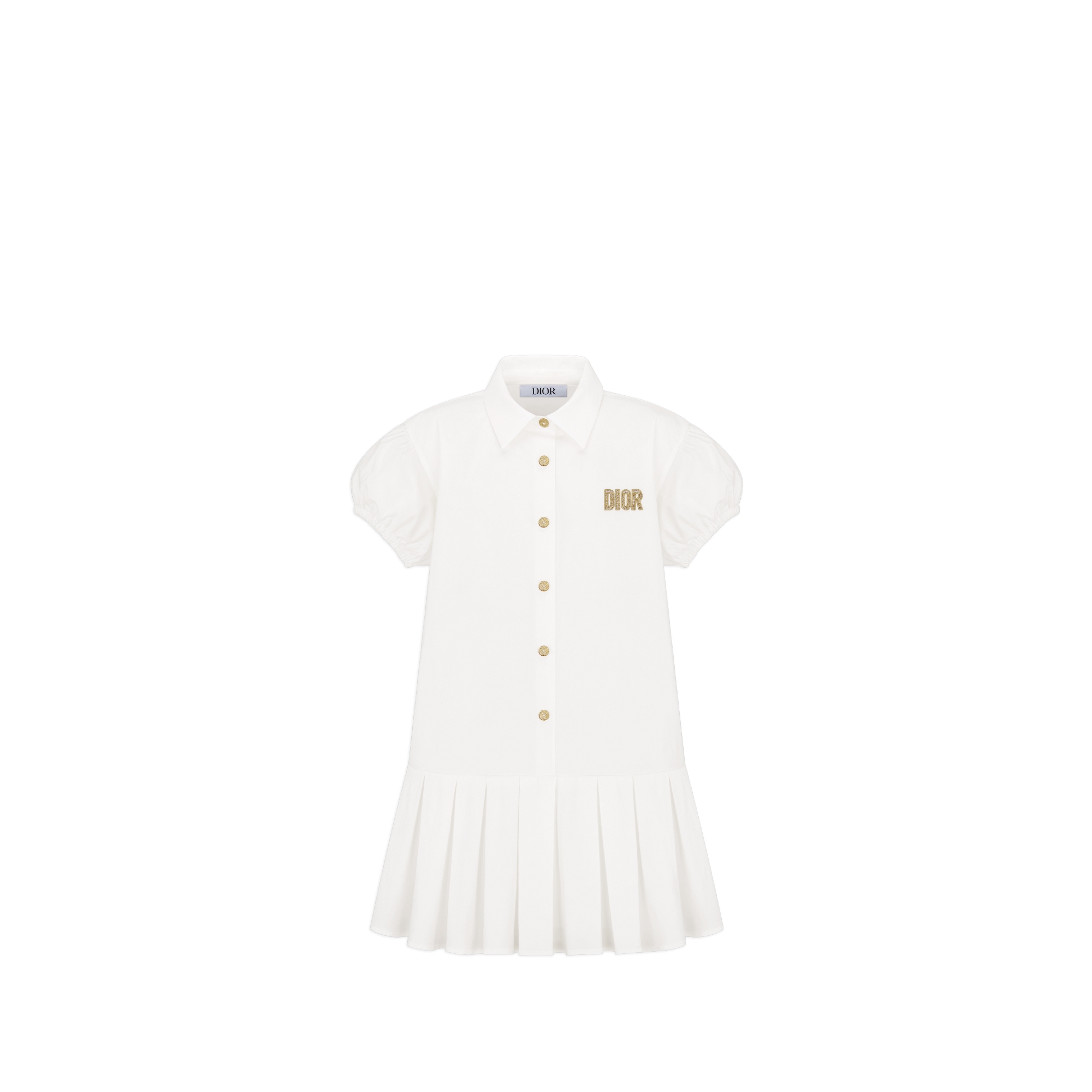 Kids' Flared Dress Ivory Cotton Poplin E01