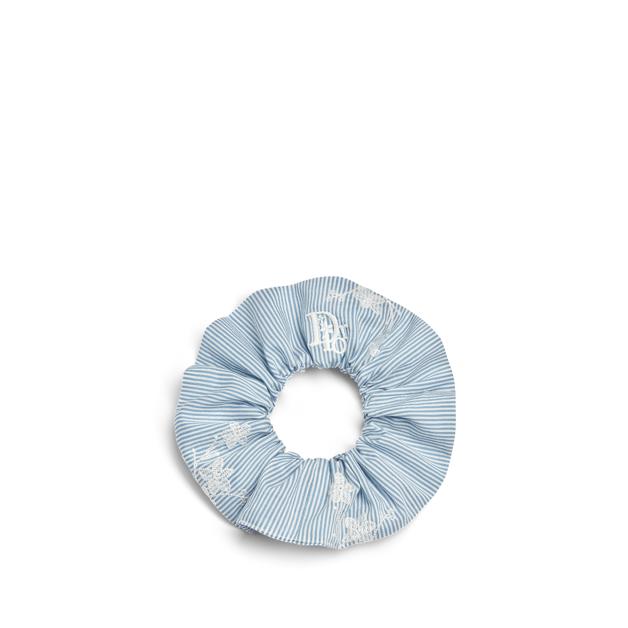 Kids' Scrunchies Blue Technical Fabric and Cotton Poplin with Seasonal Floral Motif E10