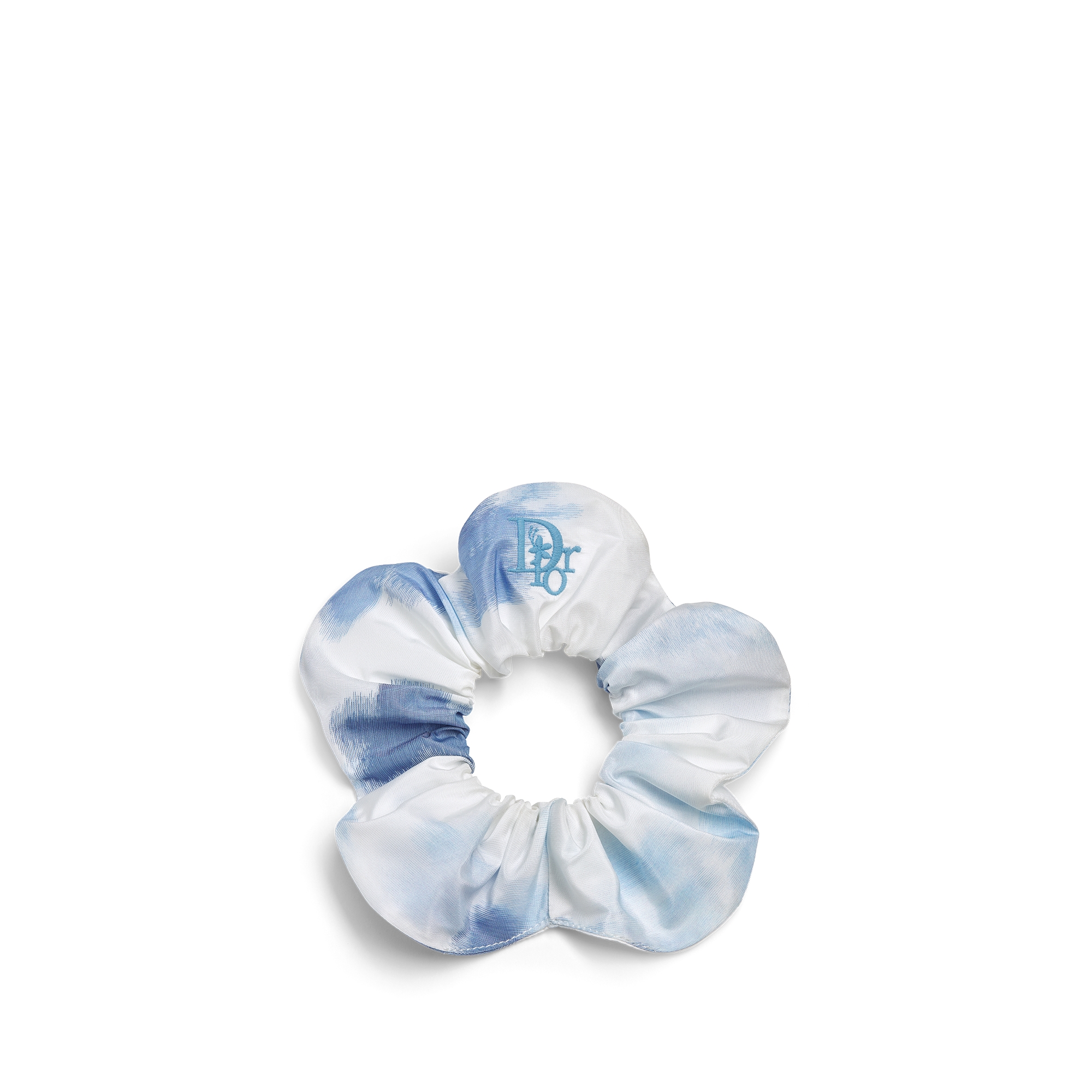 Kids' Scrunchies Blue Technical Fabric and Cotton Poplin with Seasonal Floral Motif E11