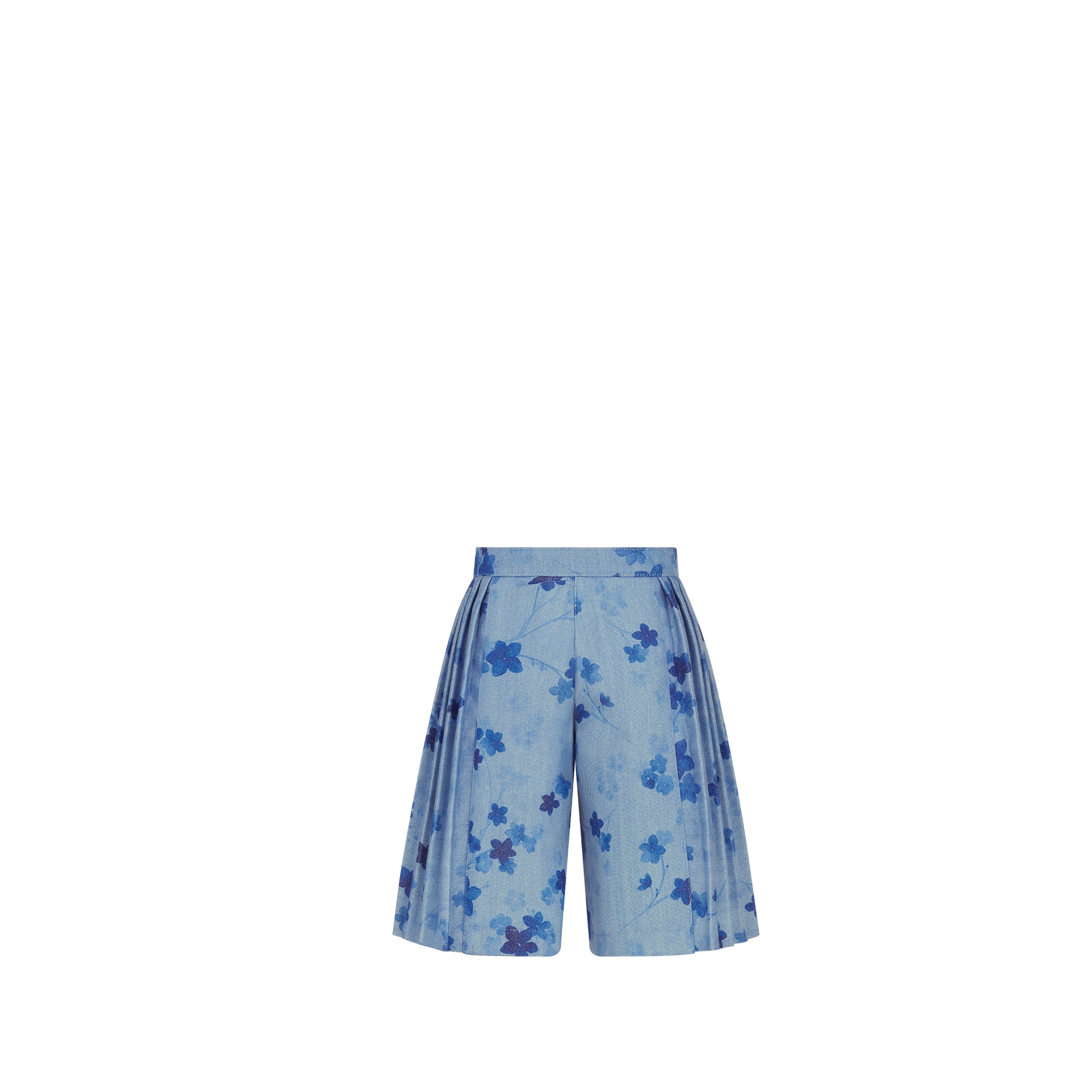 Kids' Bermuda Shorts Blue Cotton Blend with Seasonal Floral Motif E08