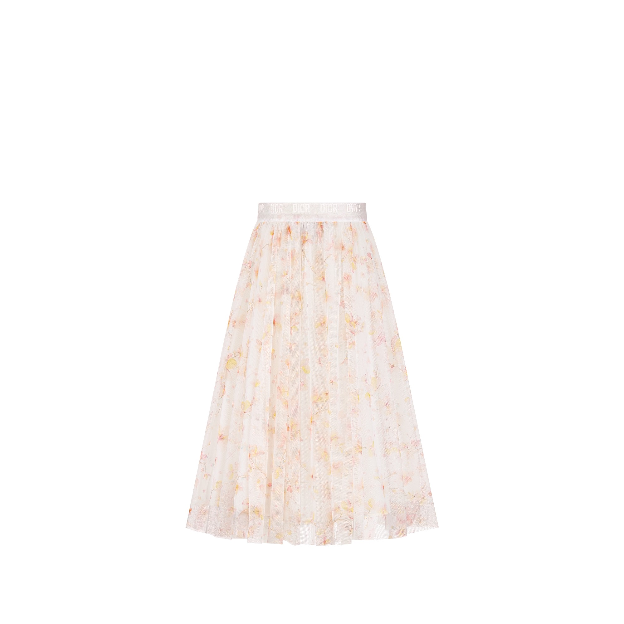 Kids' Long Skirt Ivory Tulle with Multicolor Seasonal Floral Motif E08