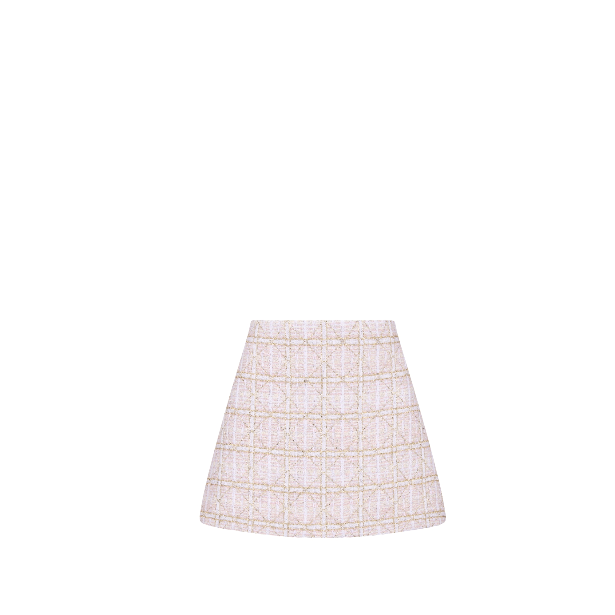 Kids' A-Line Skirt Pale Pink Tweed with Gold-Tone Cannage Jacquard Motif E01