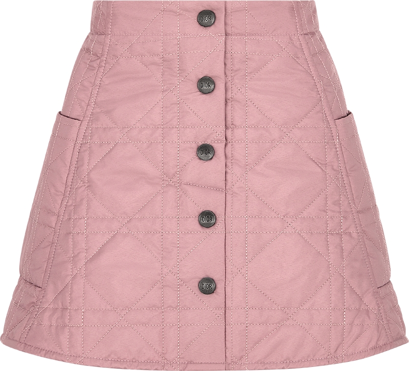 Kids A Line Skirt Antique Pink Cannage Quilted Technical Fabric DIOR