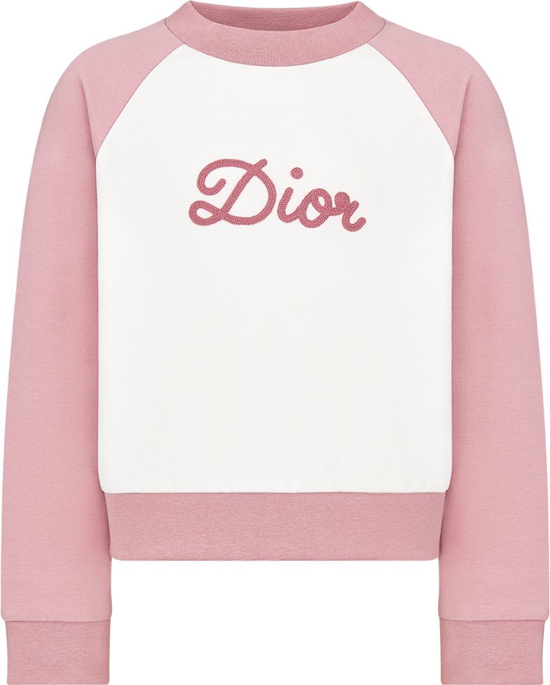 Kids Sweatshirt Ivory and Antique Pink Cotton Fleece DIOR