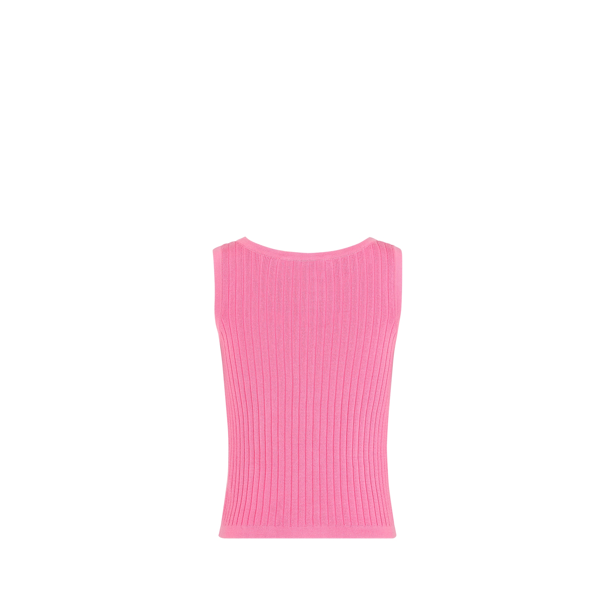 Kids' Tank Top Pop Pink Ribbed Cotton Knit E08