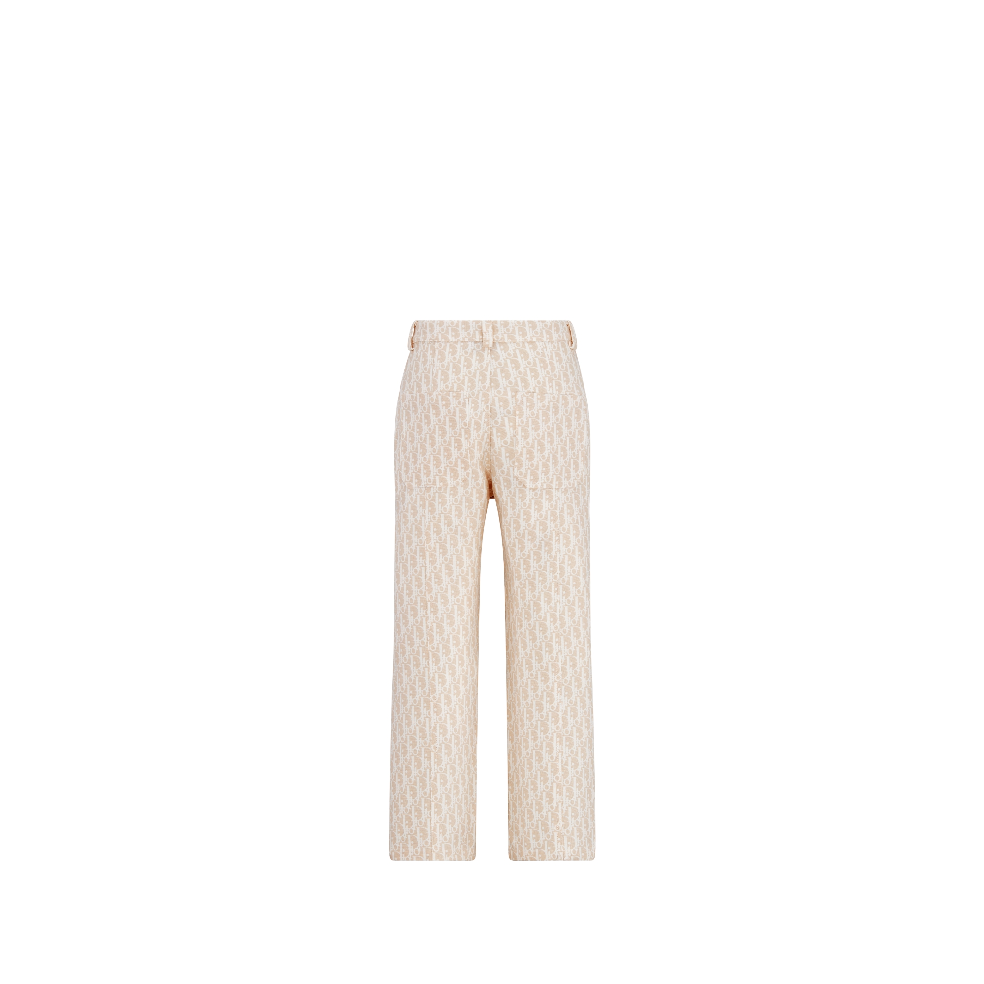 Kids' Pants Beige Basket Weave Cotton with Ivory Dior Oblique Motif E08