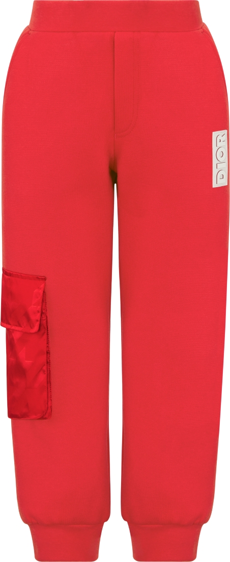 【在庫僅少】 Kids' Track Pants Red Cotton Fleece and Houndstooth Technical Jacquard |  DIOR ボトムス・スパッツ