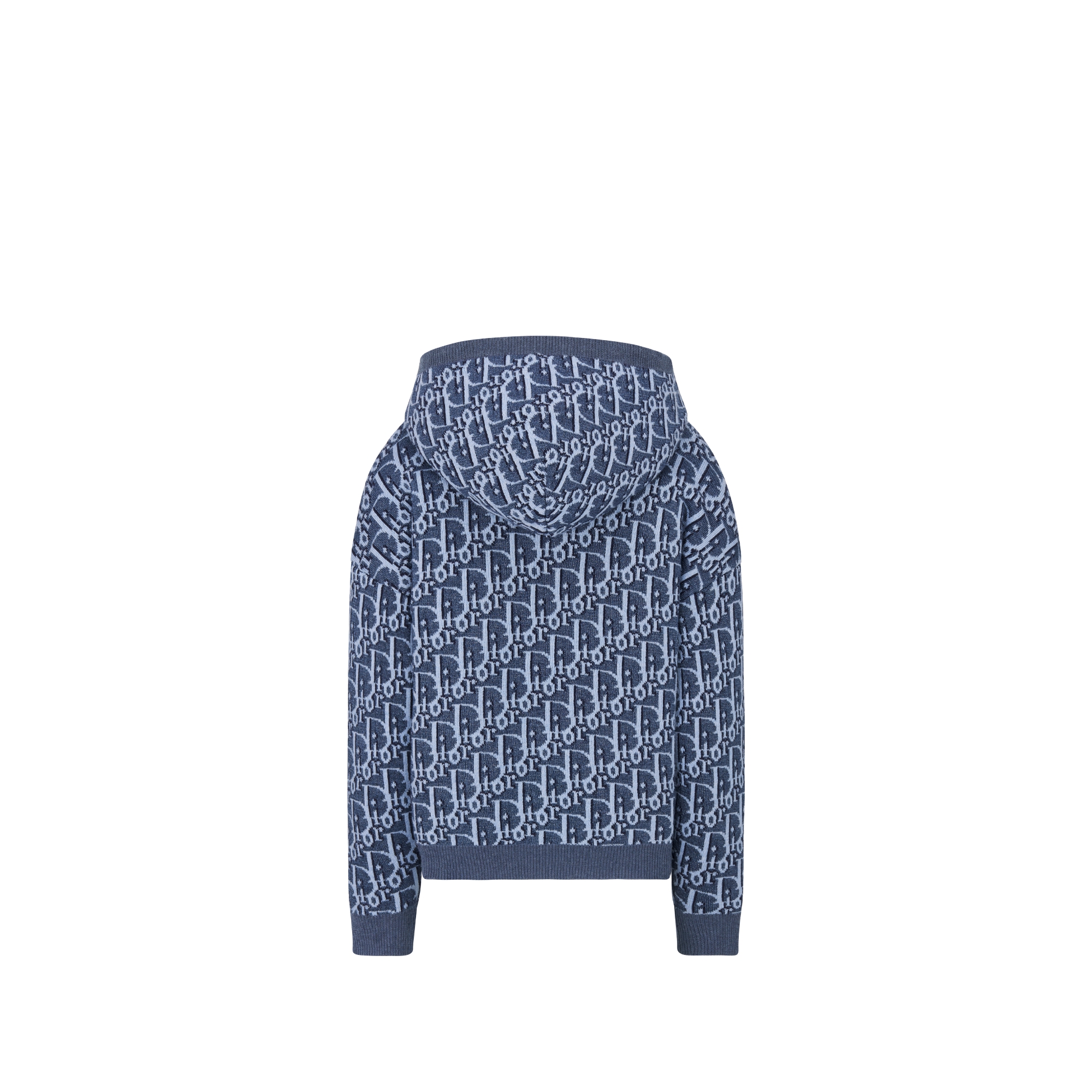 Sweatshirt à capuche enfant Maille de coton et chanvre jacquard Dior Oblique bleu E08