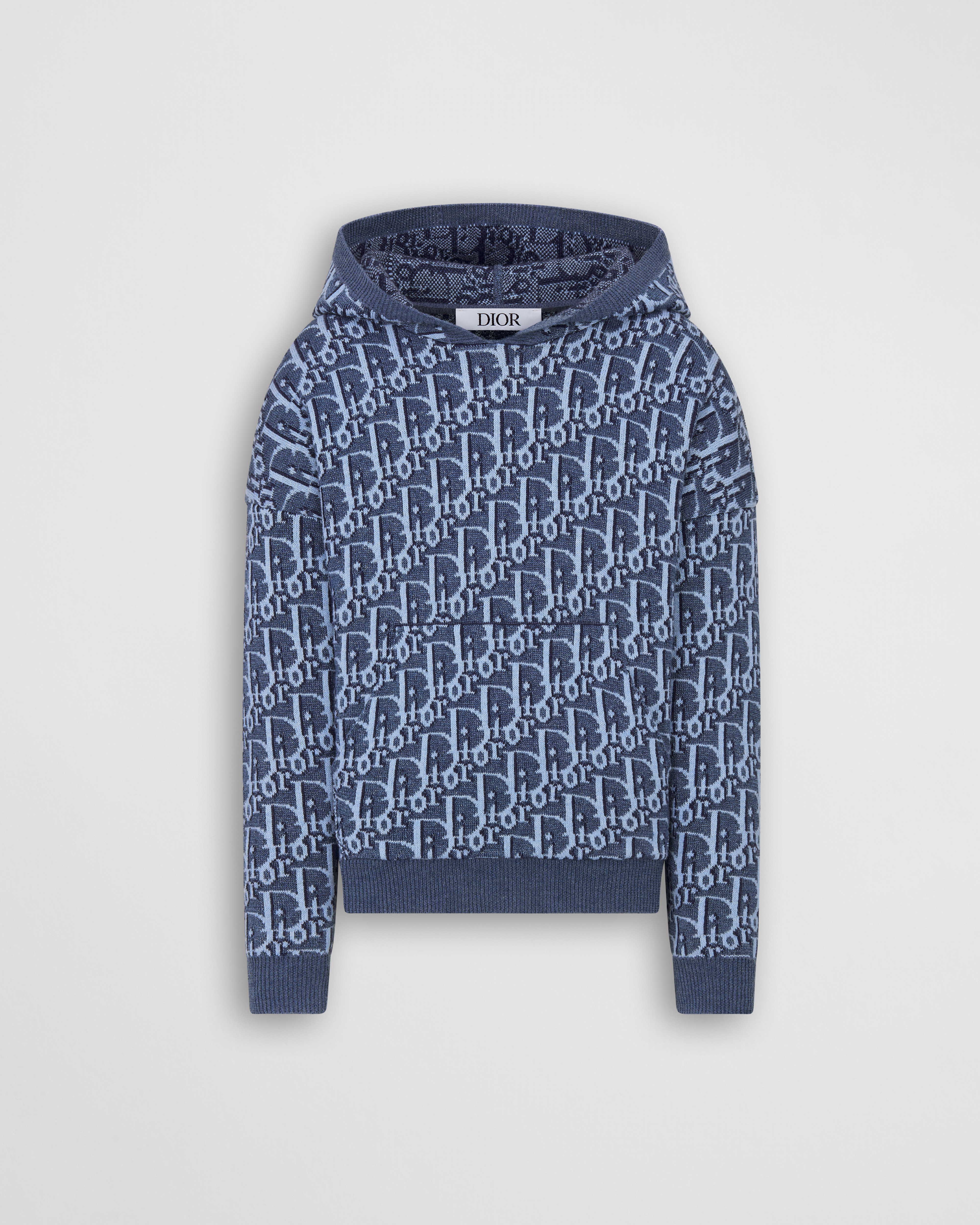 Kapuzenpullover für Kinder Dior Oblique Strickjacquard aus Baumwolle in Blau E01