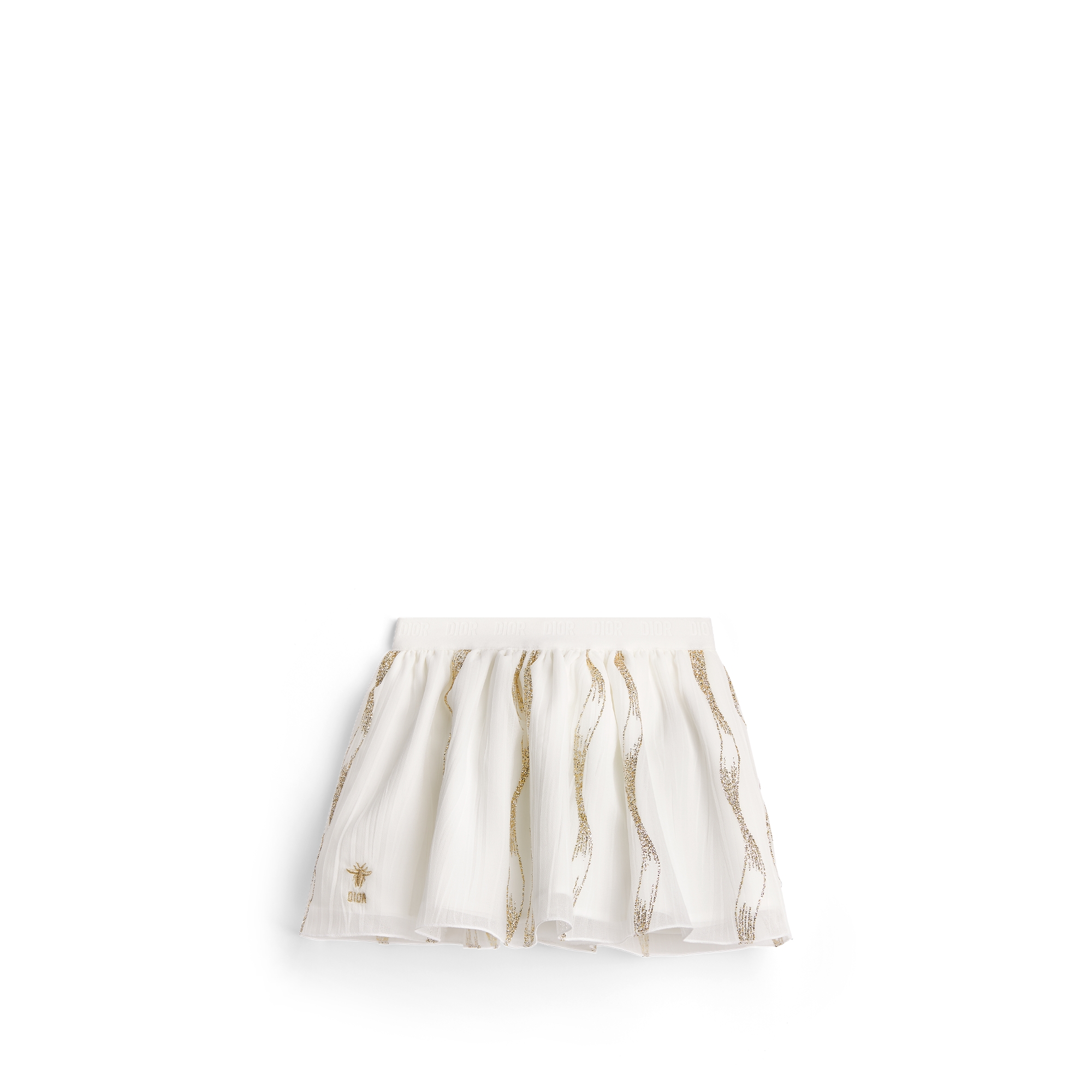 Baby Short Skirt Ivory Chiffon with Gold-Tone Sparkly Motif E01