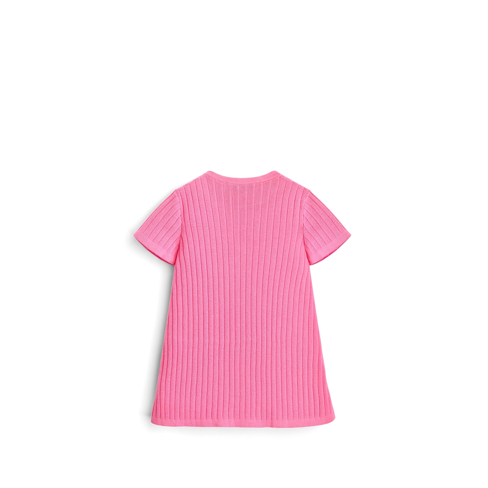 Baby A-Line Dress Pop Pink Ribbed Cotton Knit E08