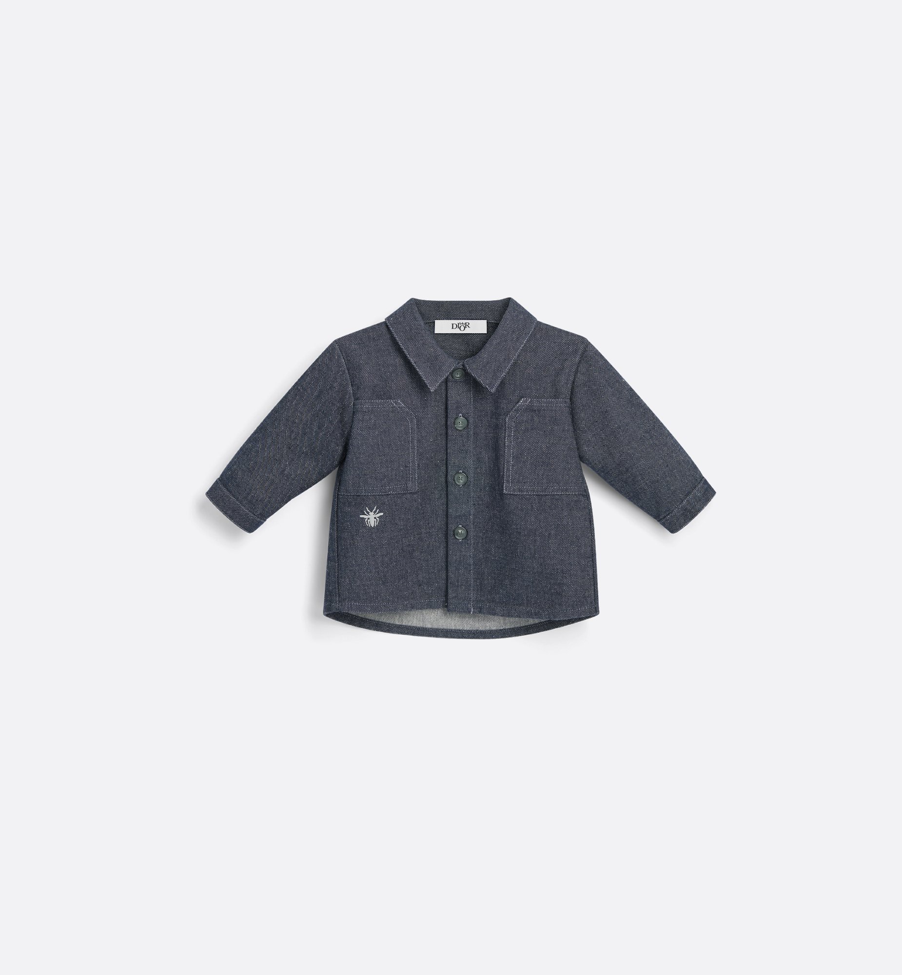 Baby Jumpsuit Blue Denim-Effect Cotton Gabardine | DIOR Baby Jumpsuit Blue Denim-Effect Cotton Gabardine | DIOR