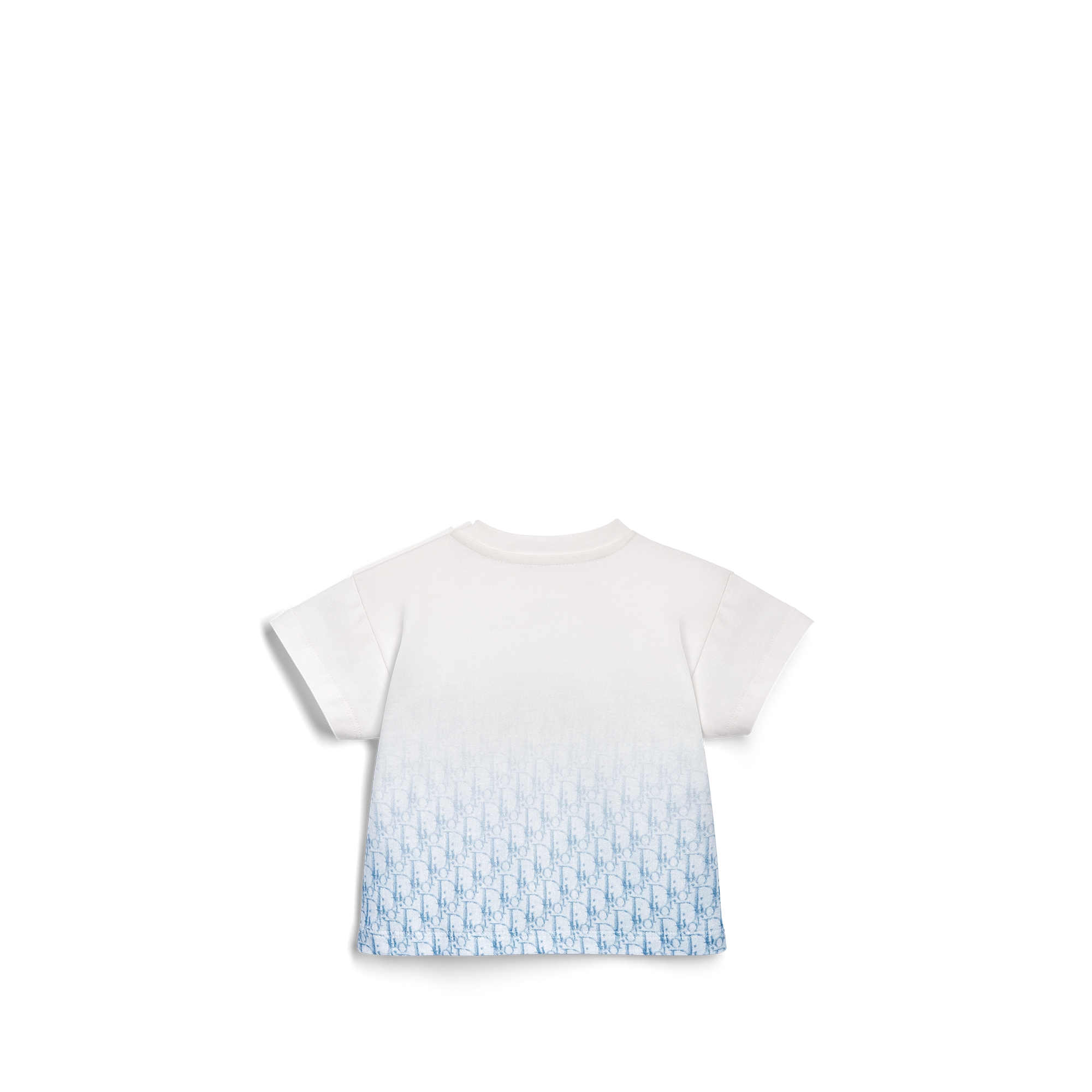 T-Shirt für Babys Baumwolljersey in Elfenbeinfarbe mit Dior Oblique Motiv in Blau mit Farbverlauf E08