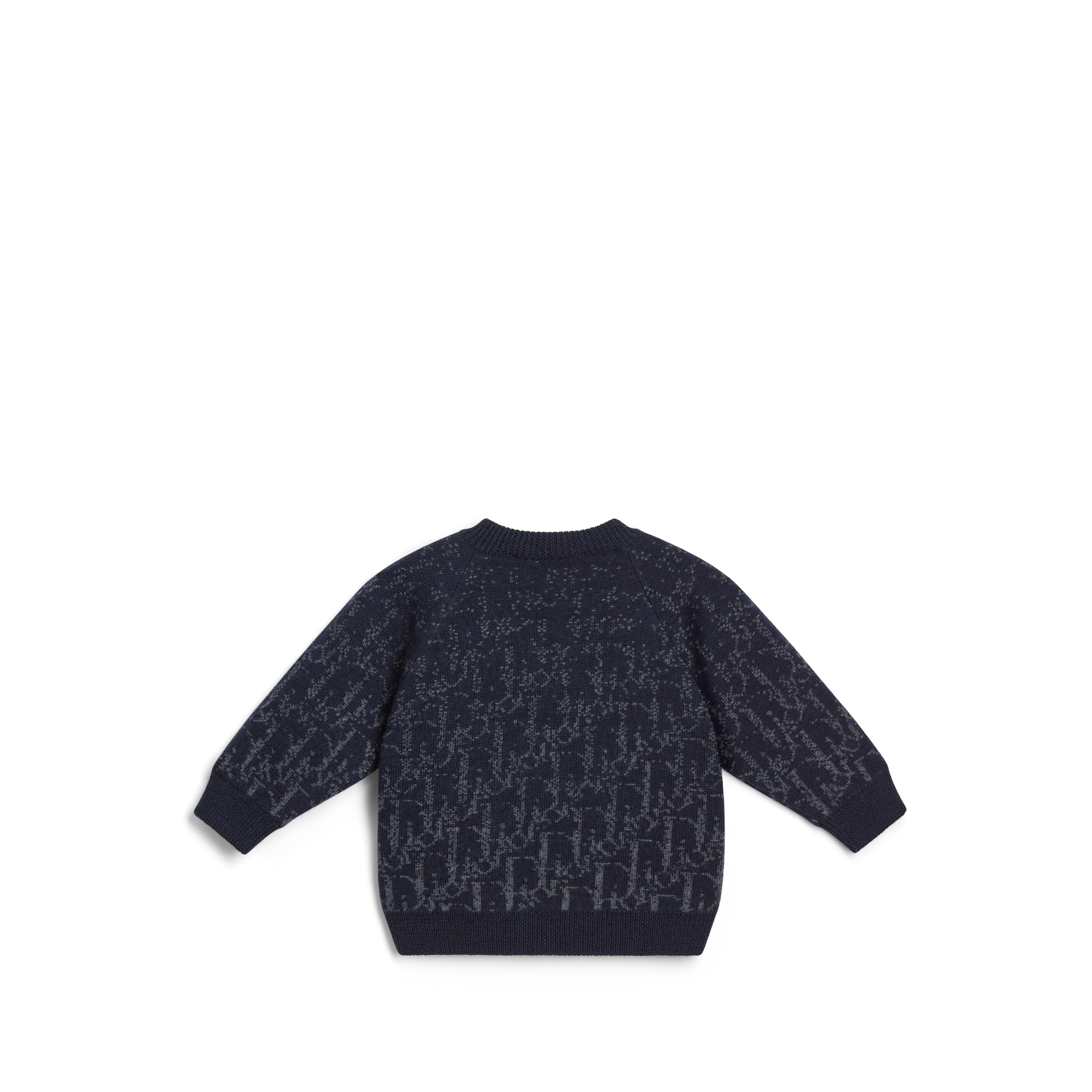 Trui voor baby’s Marineblauwe gebreide wol met blauwe Dior Oblique-jacquard E08