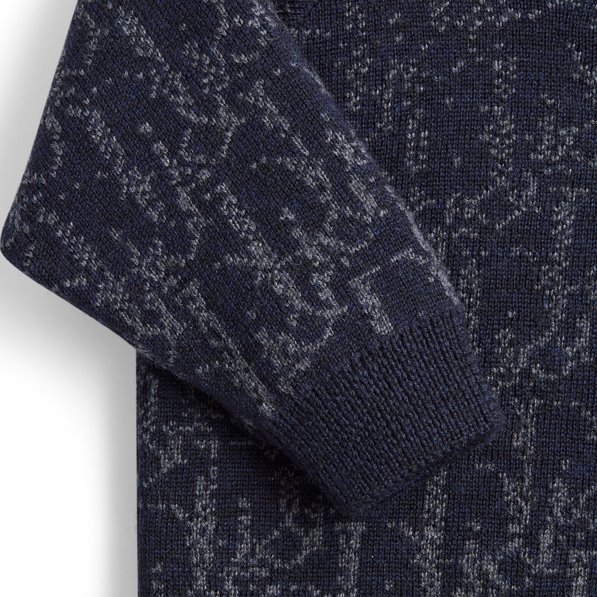 Trui voor baby’s Marineblauwe gebreide wol met blauwe Dior Oblique-jacquard E09