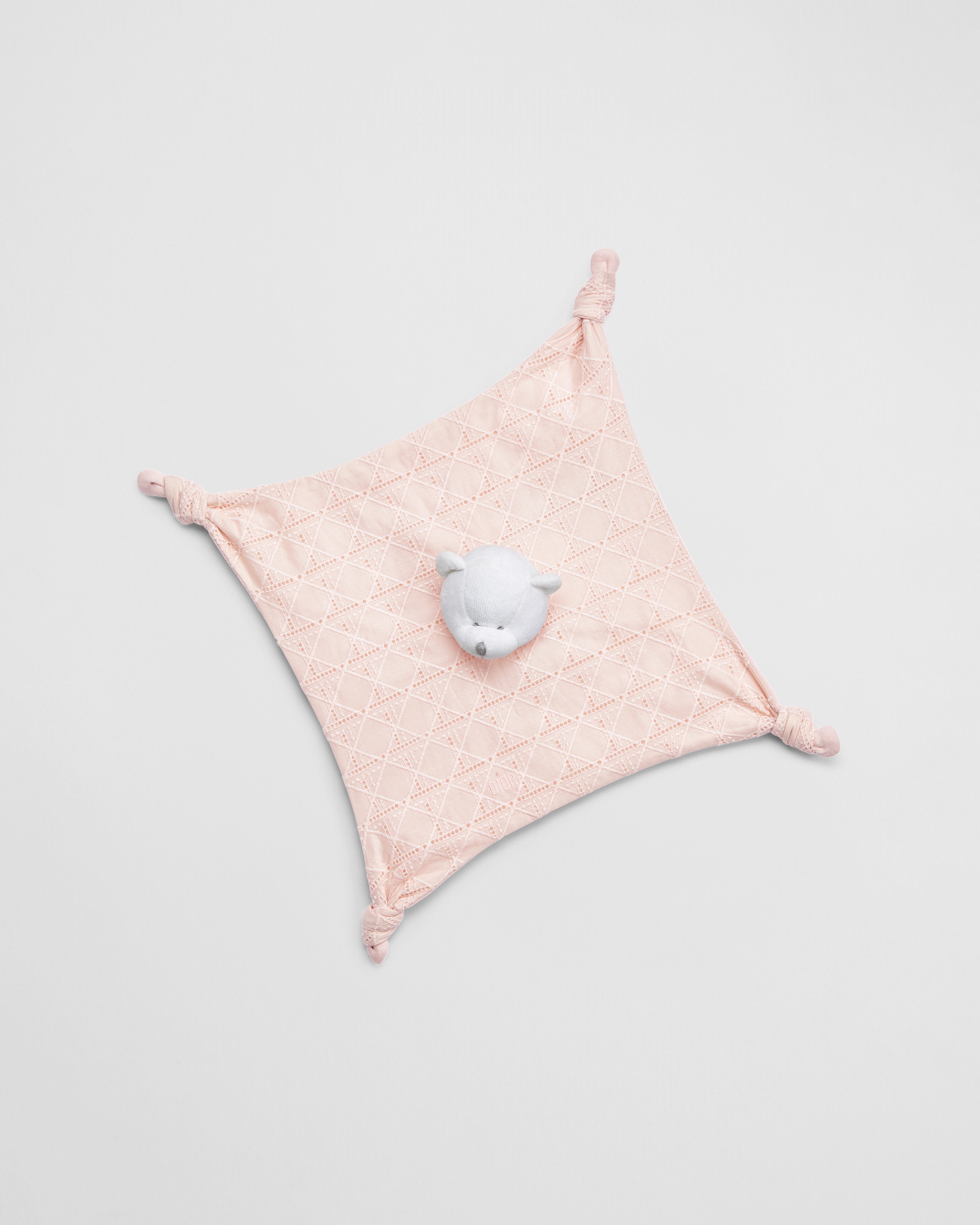 Bear Lovey Blanket Pale Pink Cannage Cotton Voile and Jersey E01