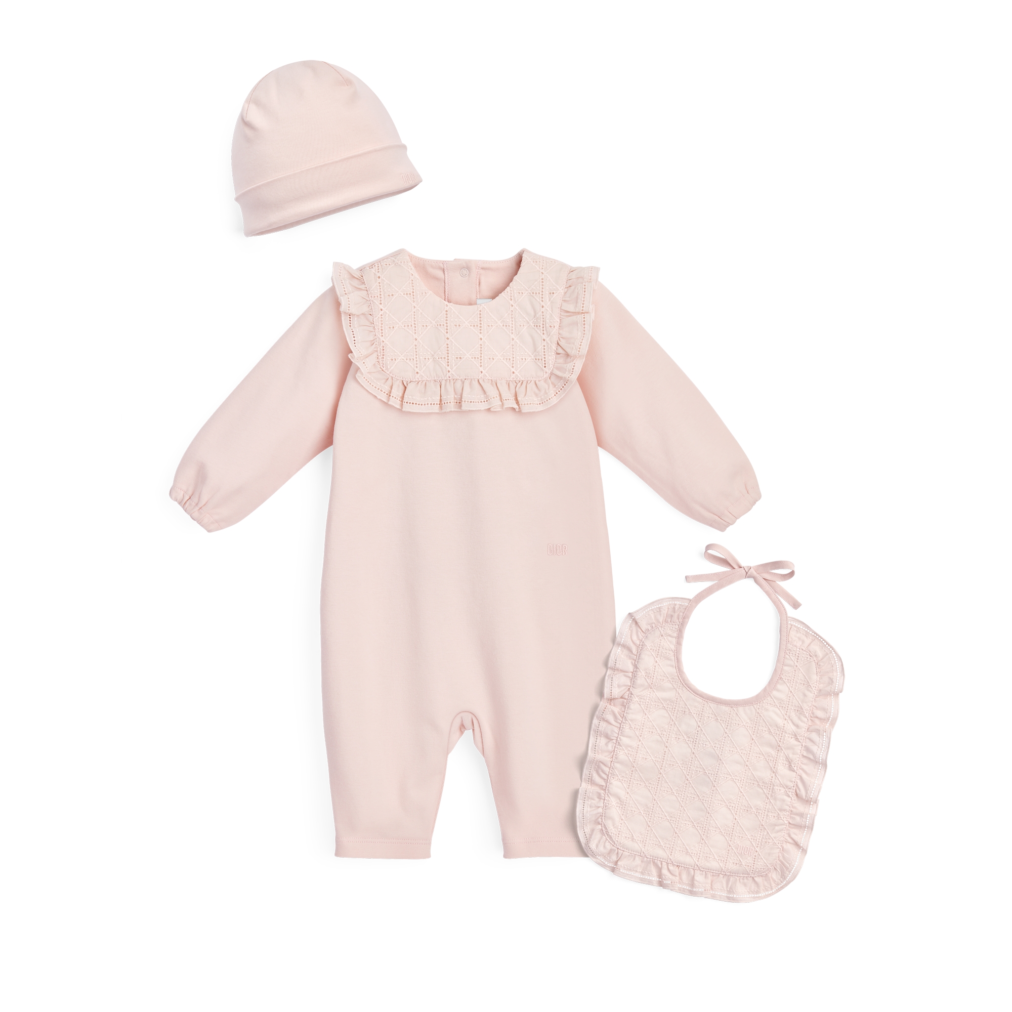 Newborn Gift Set Pale Pink Cannage Cotton Jersey and Voile E01