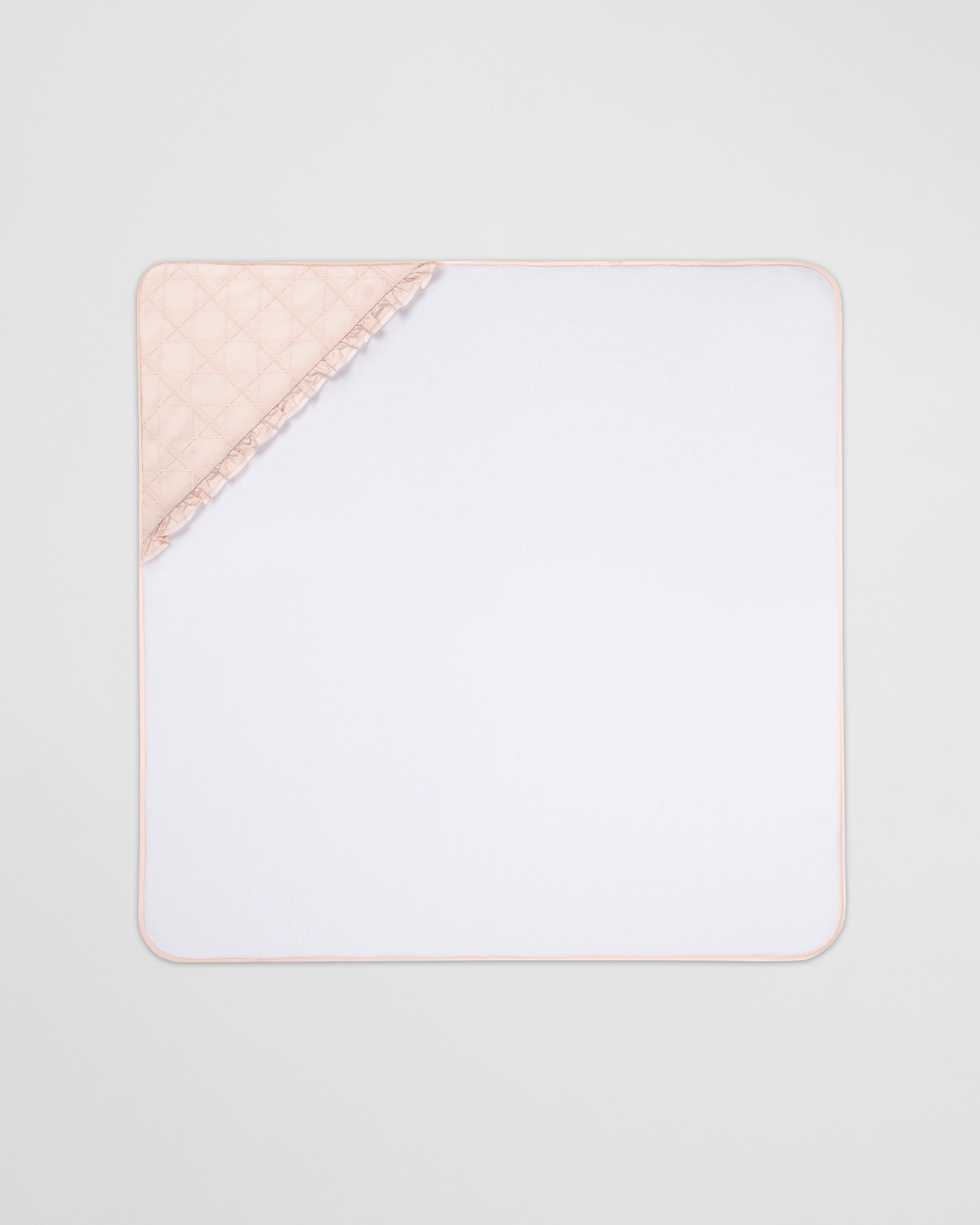 Hooded Baby Towel Ivory Cotton Terry and Pale Pink Cannage Cotton Voile E01