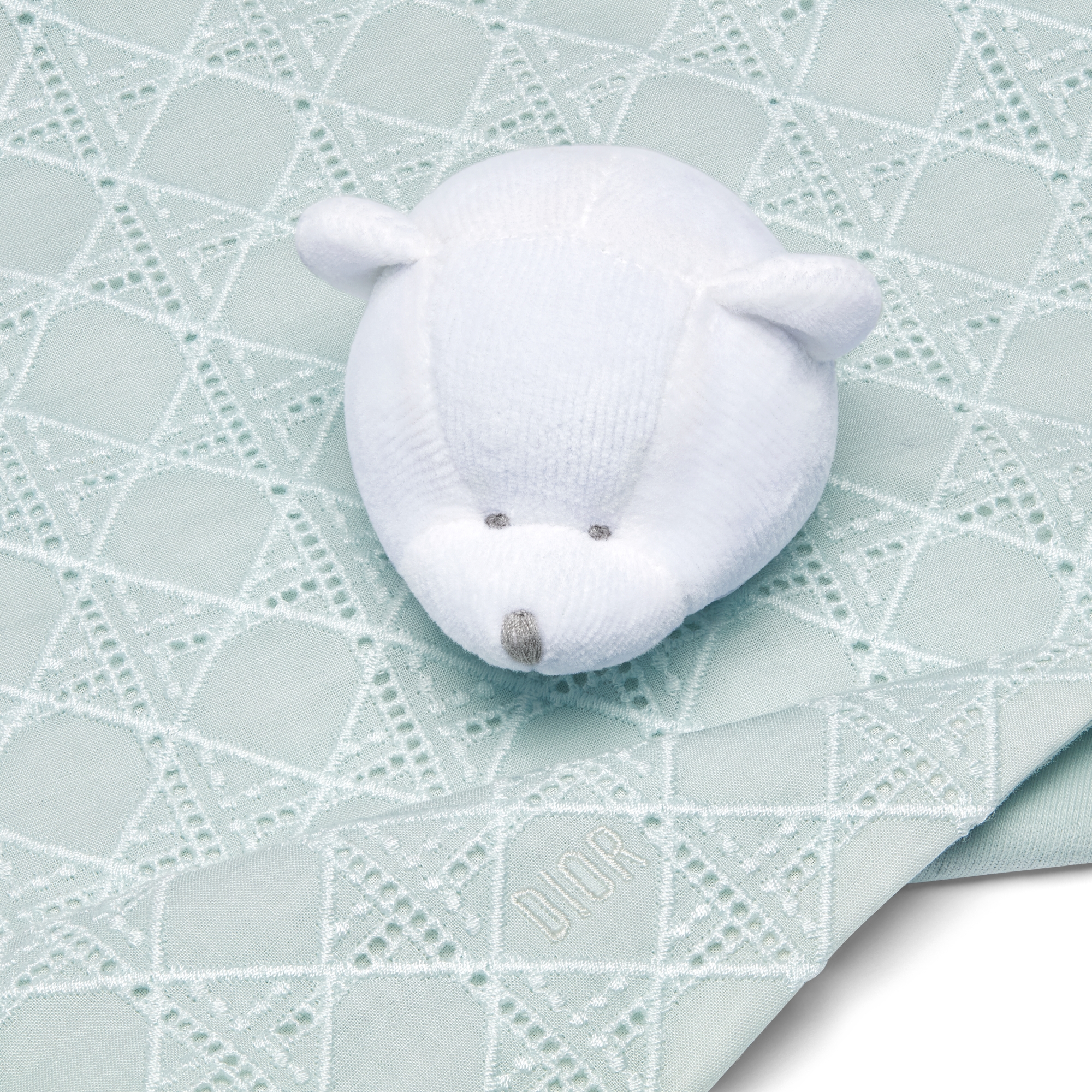 Knuffeldoekje met beer Lichtblauwe katoenvoile en jersey met Cannage-motief E09