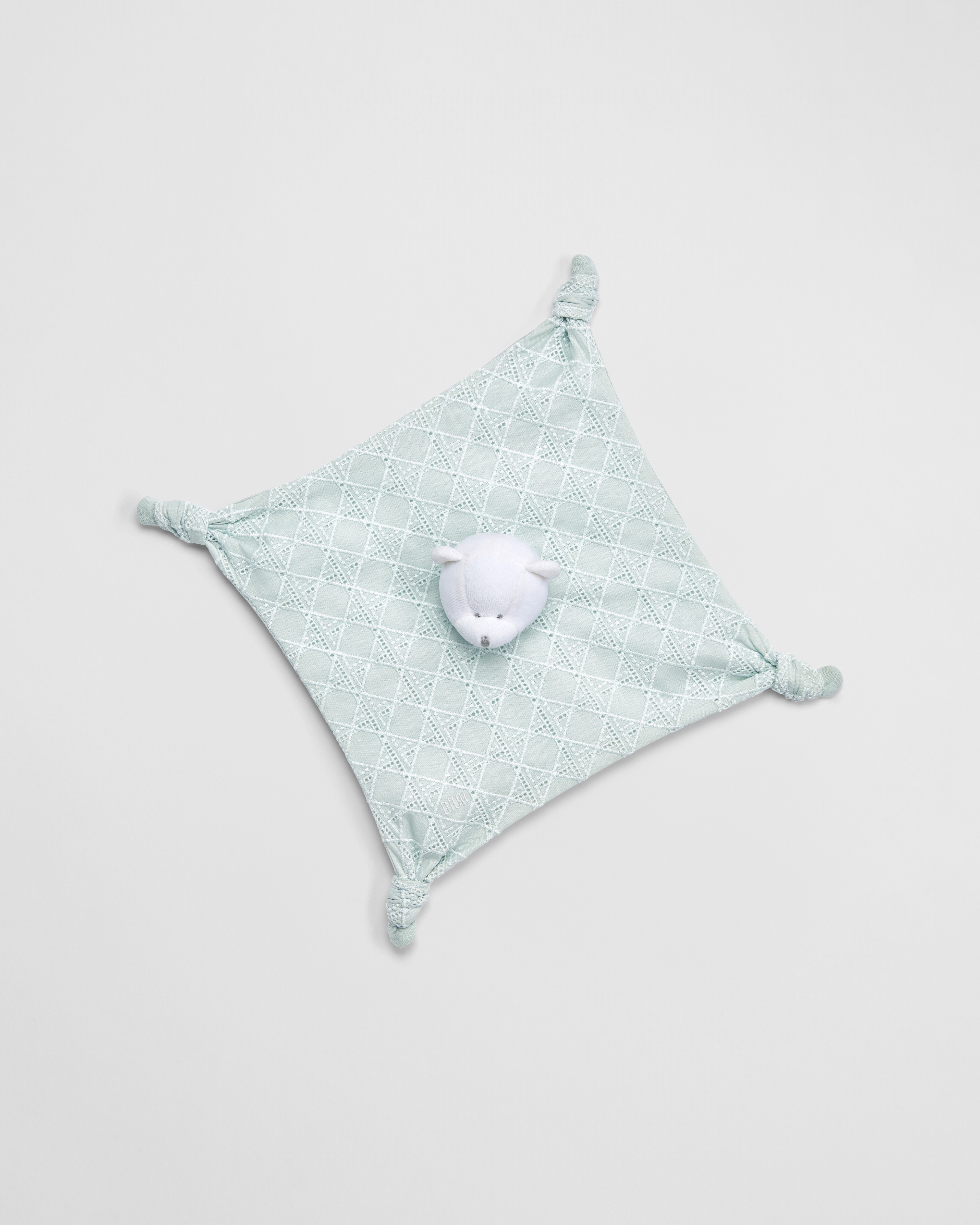 Bear Lovey Blanket Light Blue Cannage Cotton Voile and Jersey E01