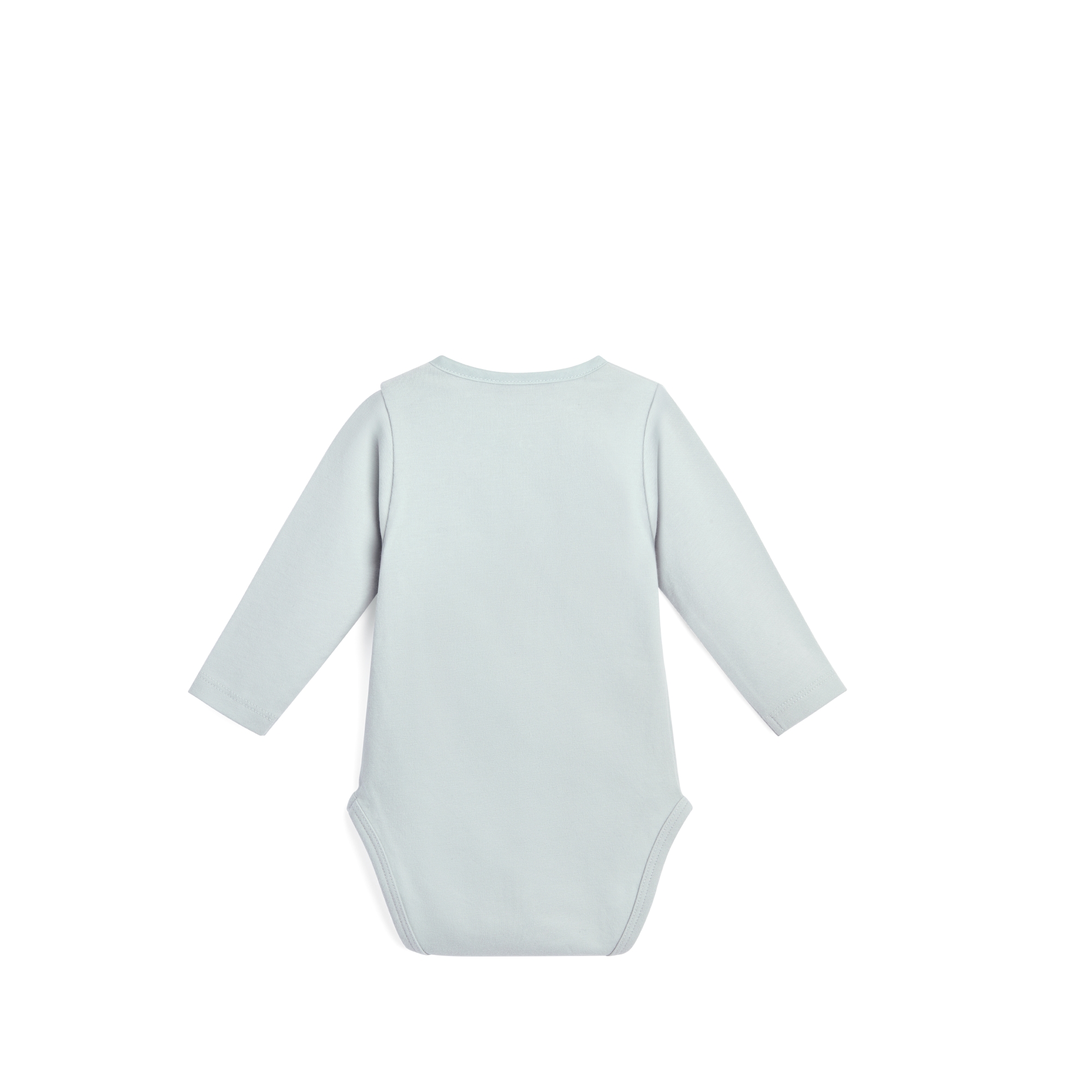 Baby Long-Sleeved Bodysuit Light Blue Cotton Jersey and Voile E08