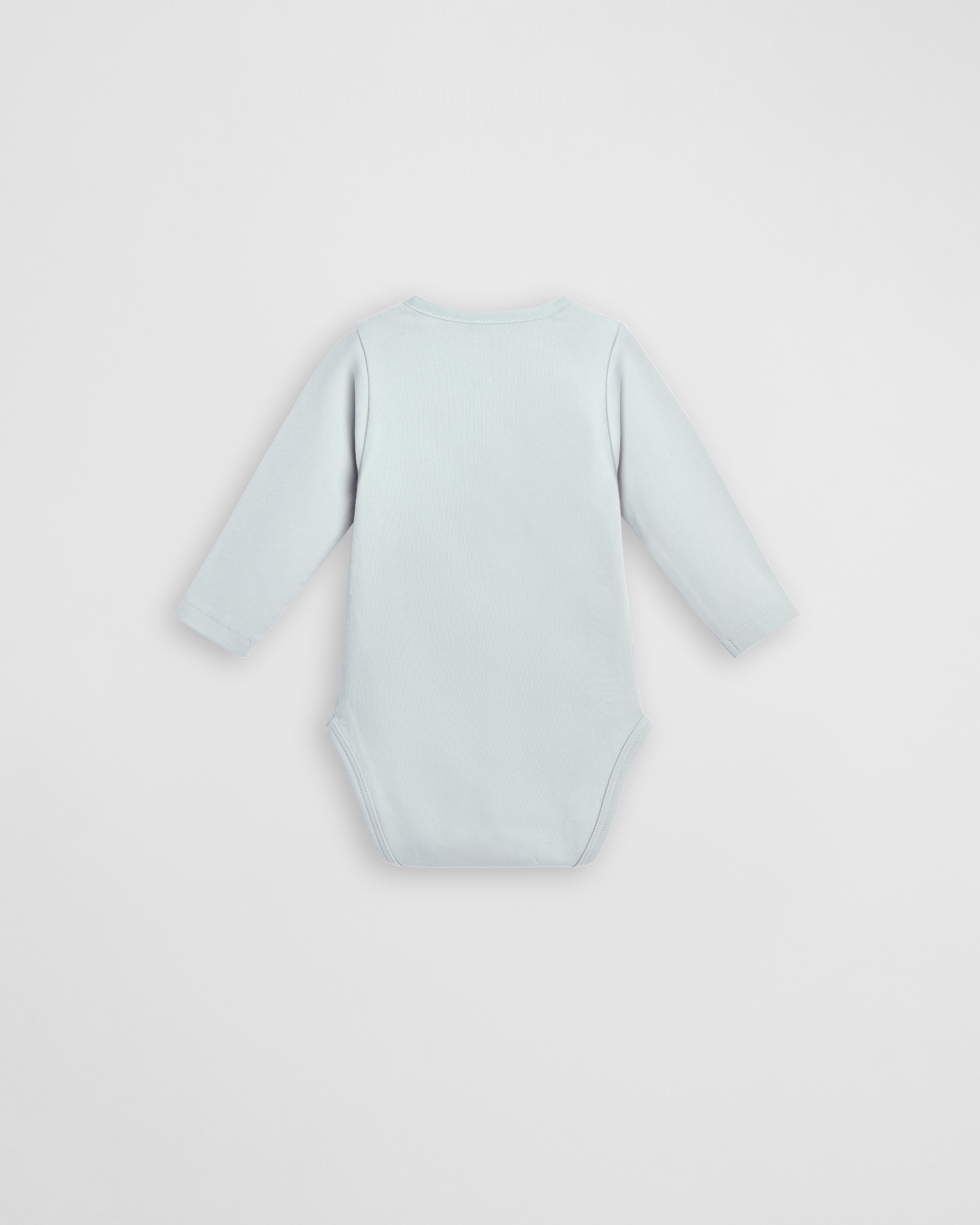 Baby Long-Sleeved Bodysuit Light Blue Cotton Jersey and Voile E08