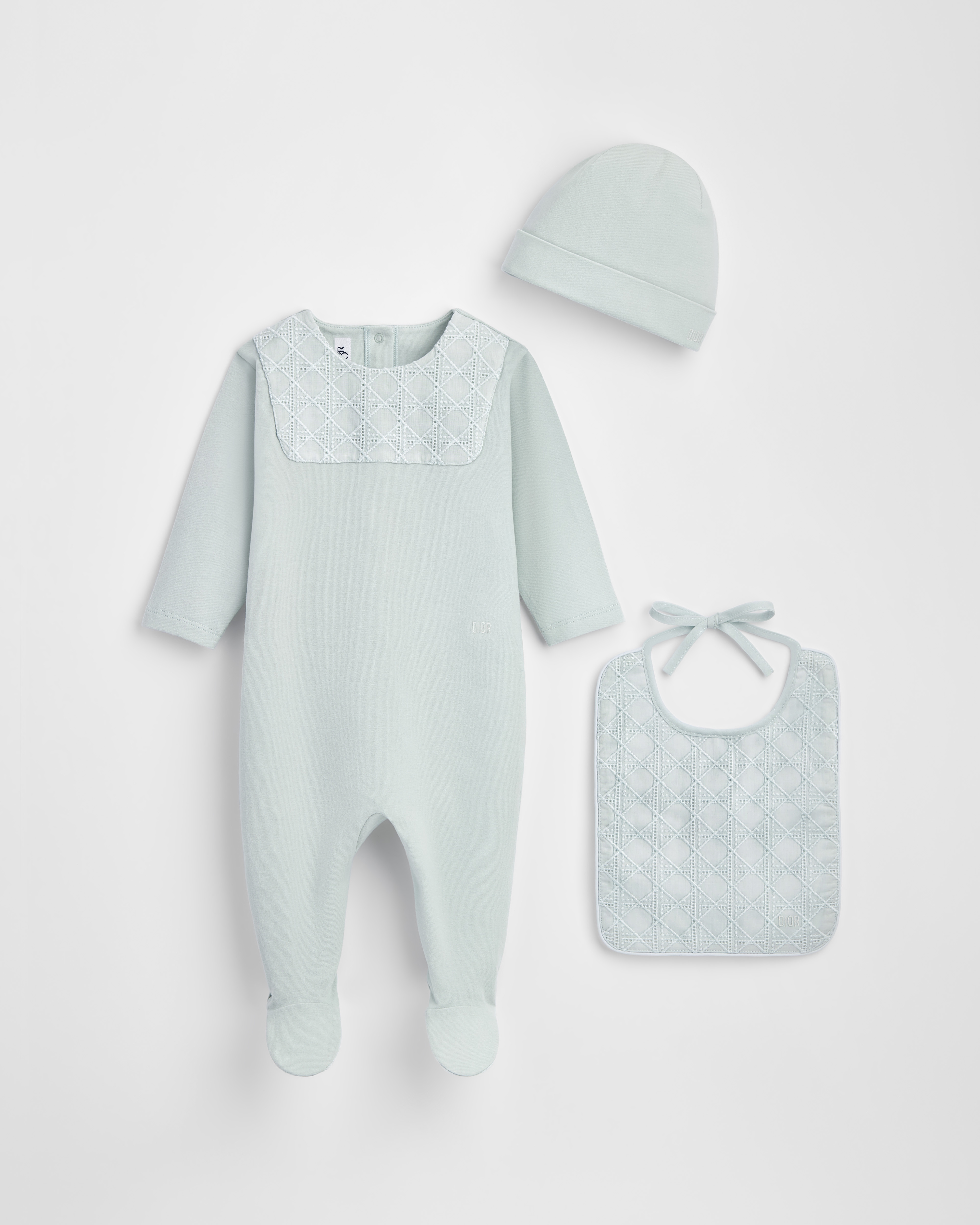 Newborn Gift Set Light Blue Cannage Cotton Jersey and Voile E01