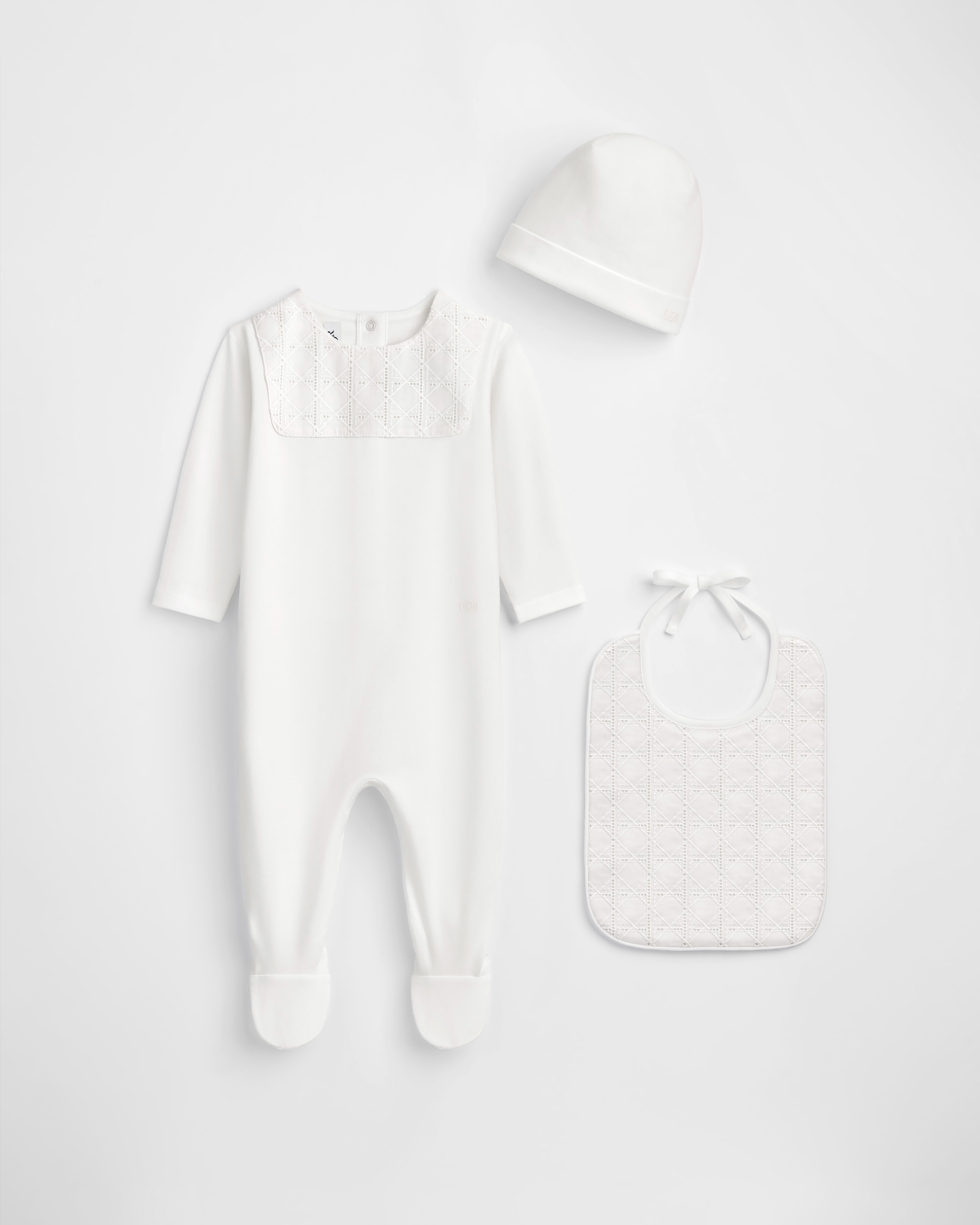 Newborn Gift Set Ivory Cannage Cotton Jersey and Voile E01