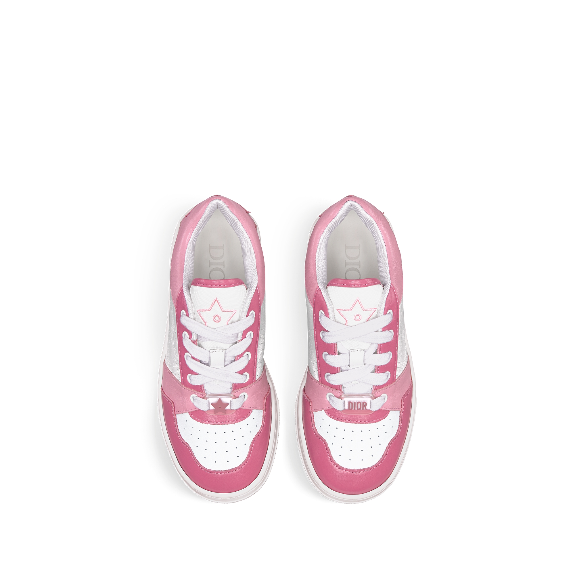 Kids' Low-Top Sneaker Ivory, Pink and Pop Pink Calfskin E06